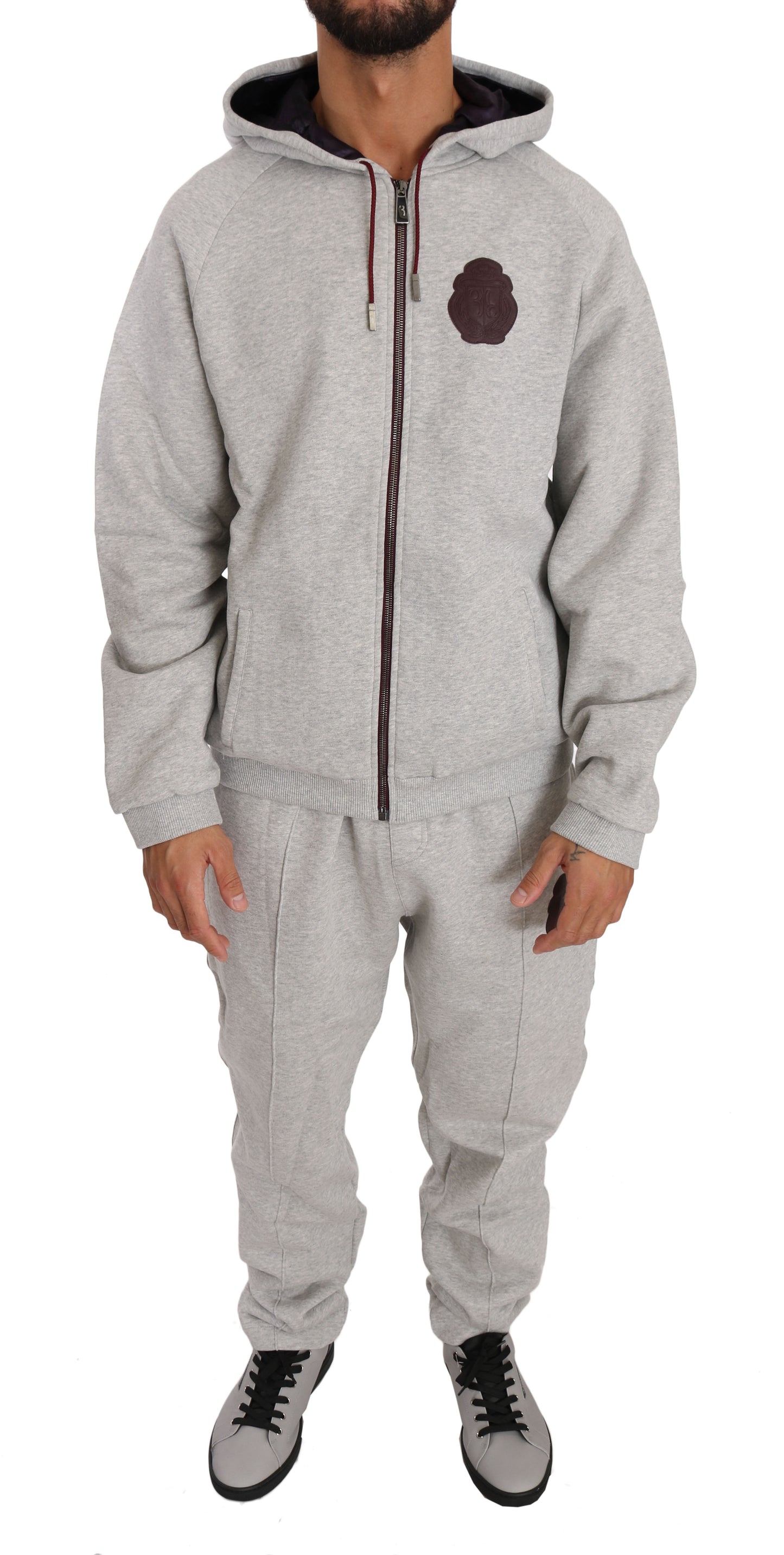 Grauer Baumwollpullover Hose Trainingsanzug