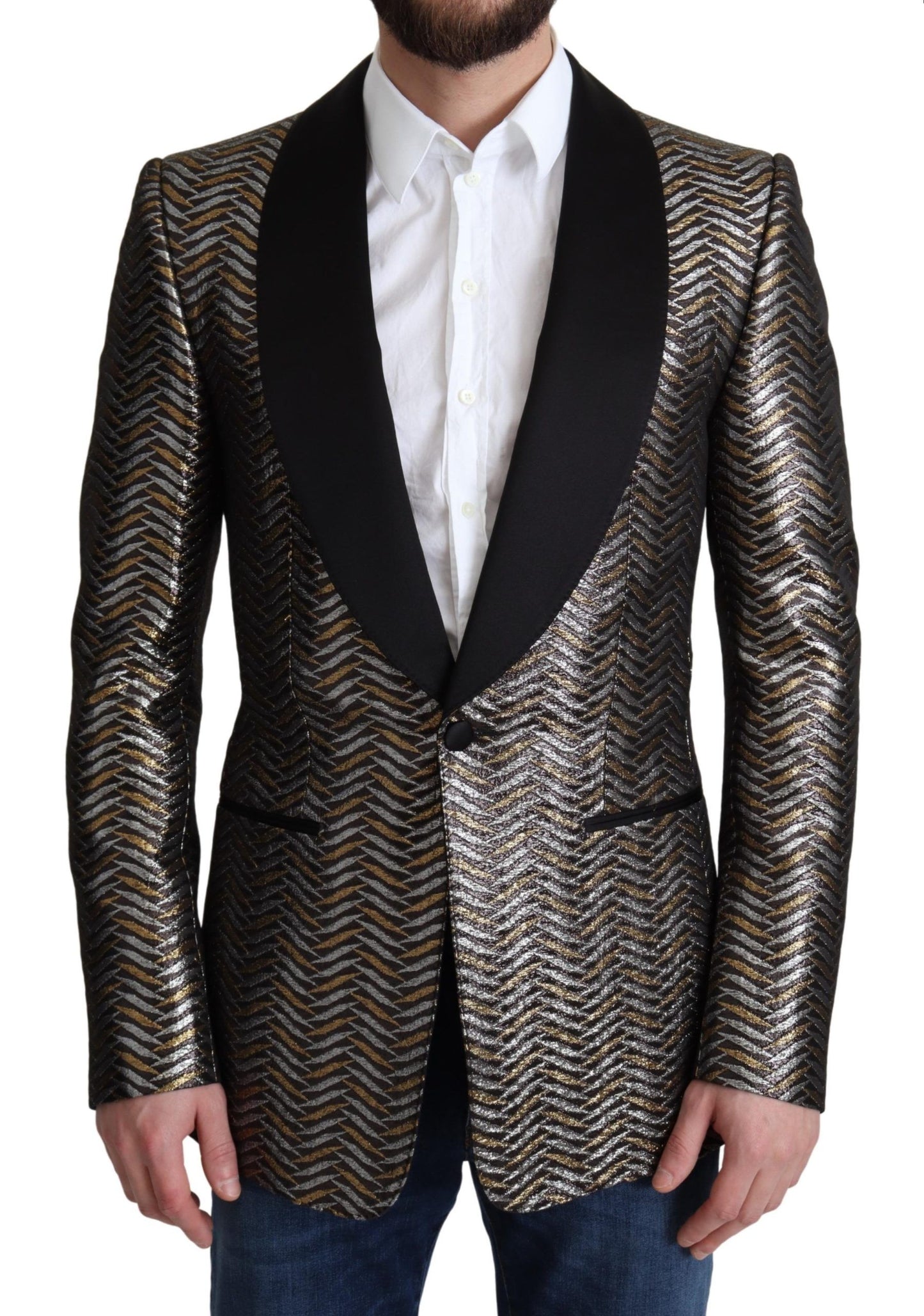 Multicolor Metallic-Jacquard-Polyester-Blazerjacke
