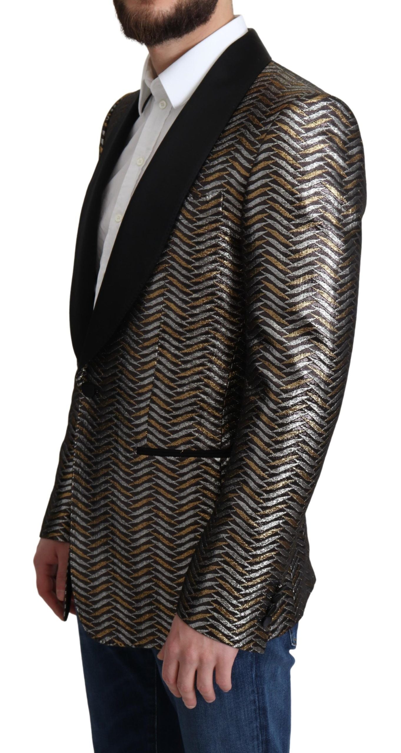 Multicolor Metallic-Jacquard-Polyester-Blazerjacke