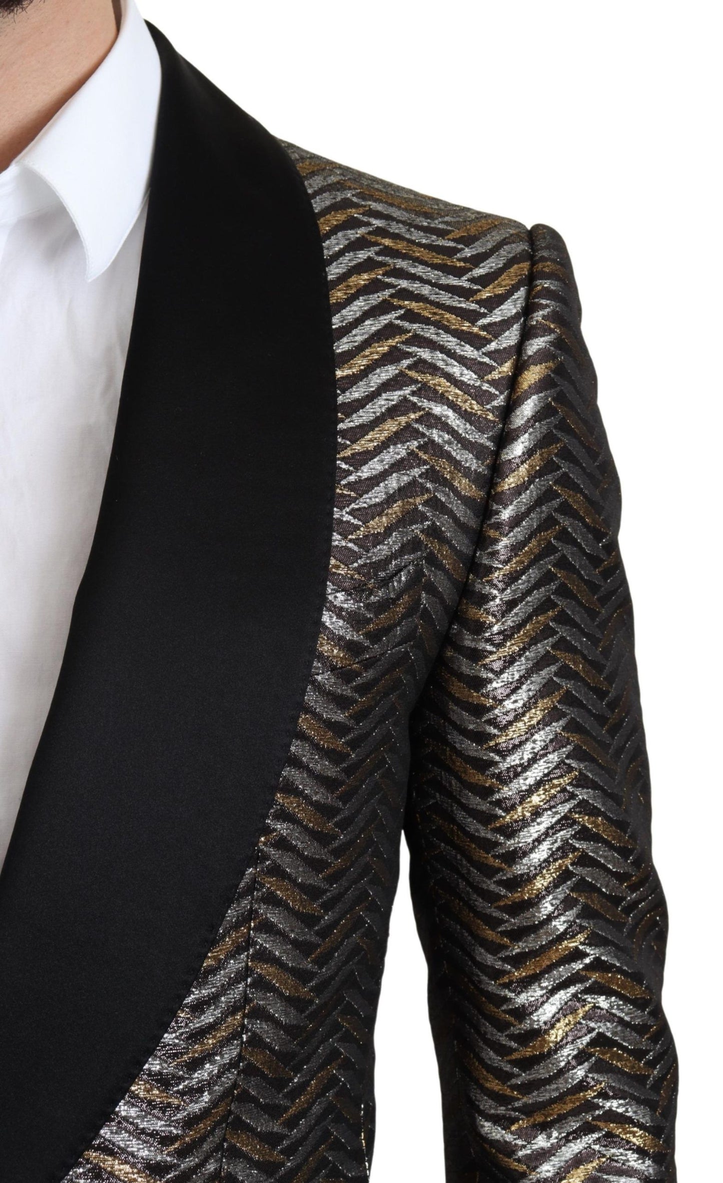 Multicolor Metallic-Jacquard-Polyester-Blazerjacke