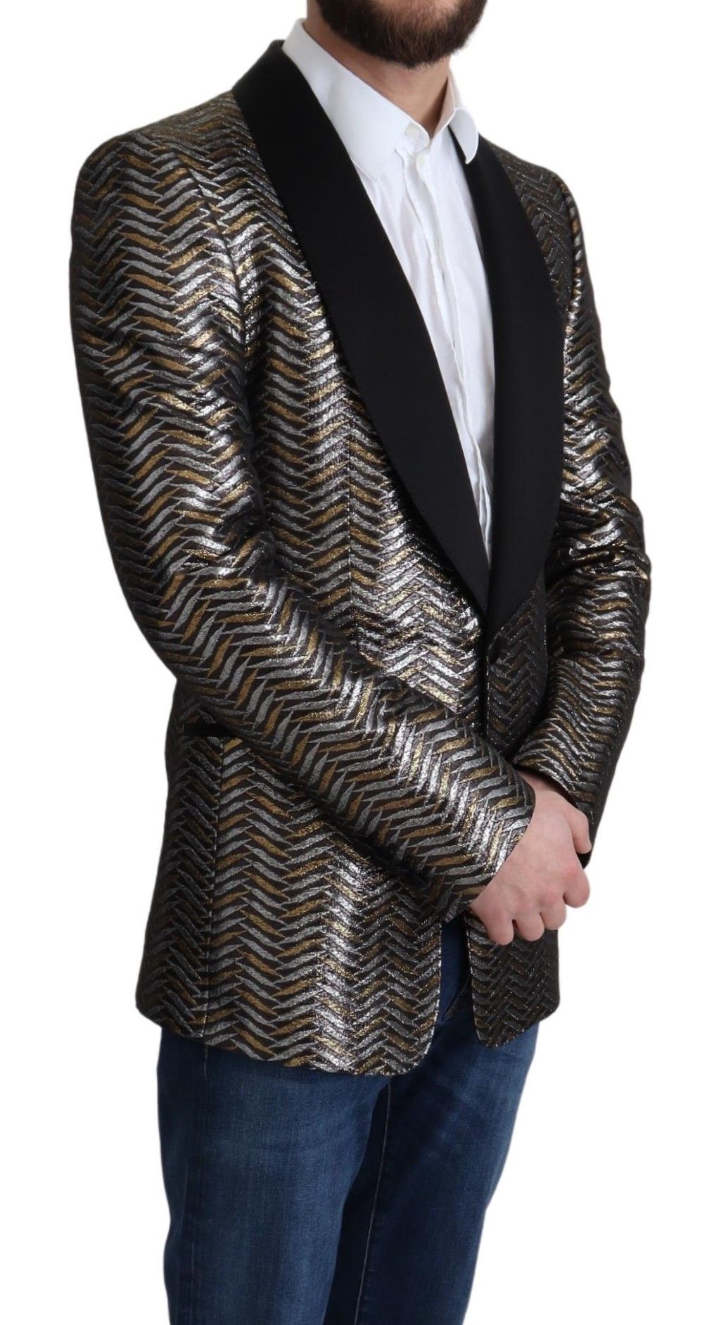 Multicolor Metallic-Jacquard-Polyester-Blazerjacke