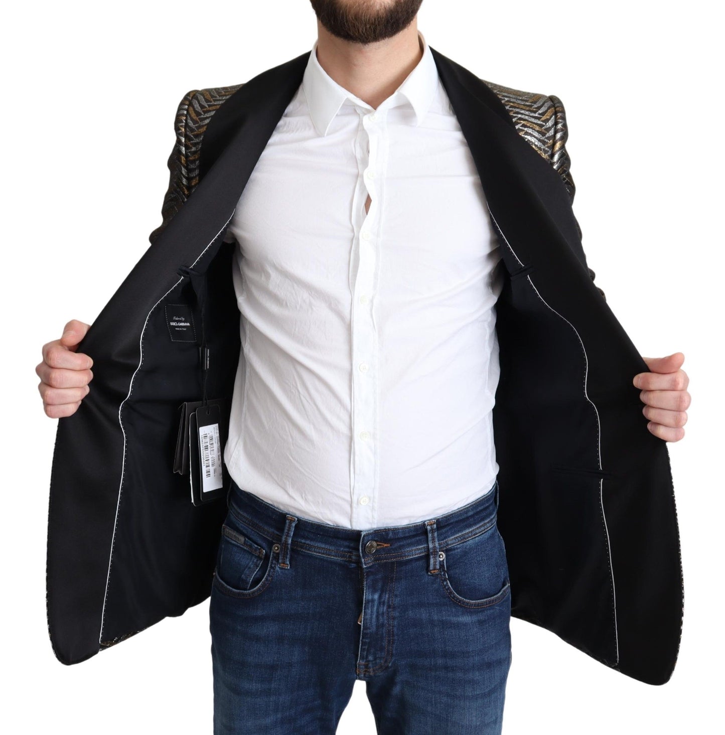 Multicolor Metallic-Jacquard-Polyester-Blazerjacke