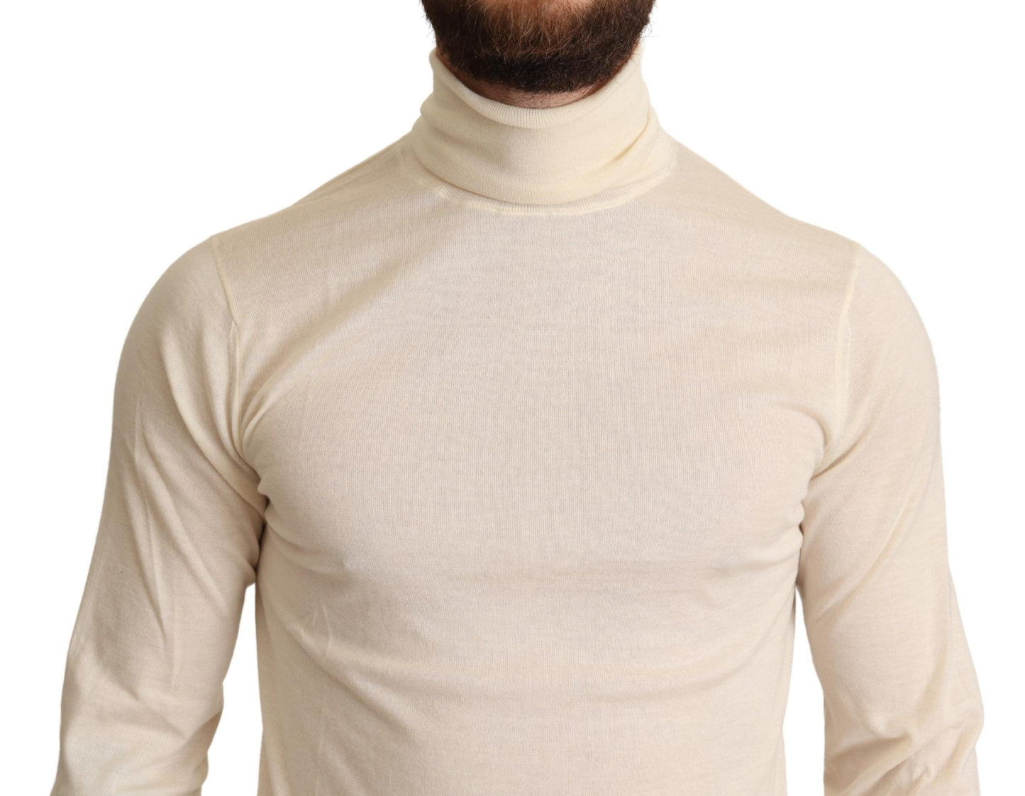 Rollkragenpullover aus cremefarbenem Kaschmir