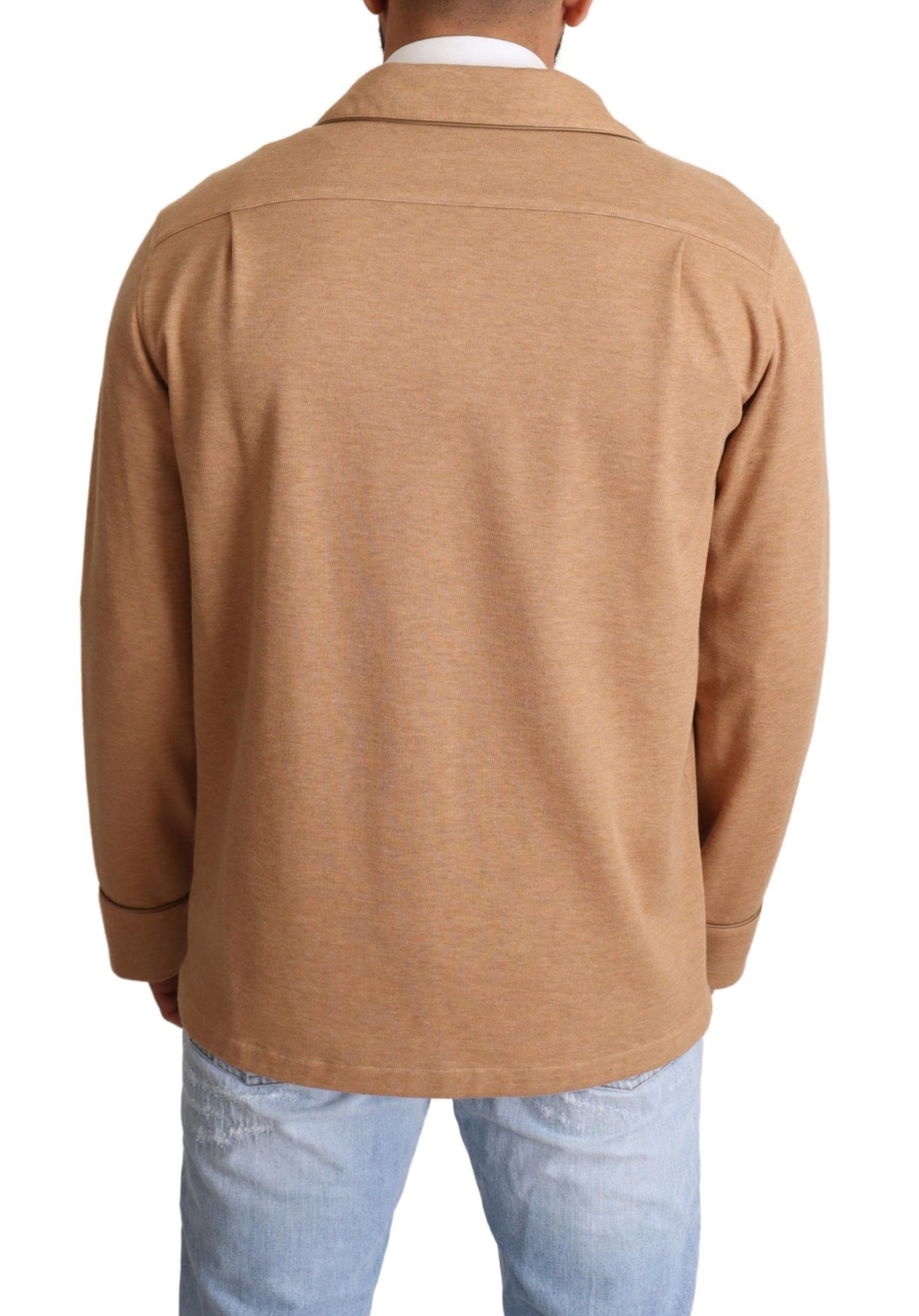 Brauner Baumwollmantel mit Knopfleiste Jacke