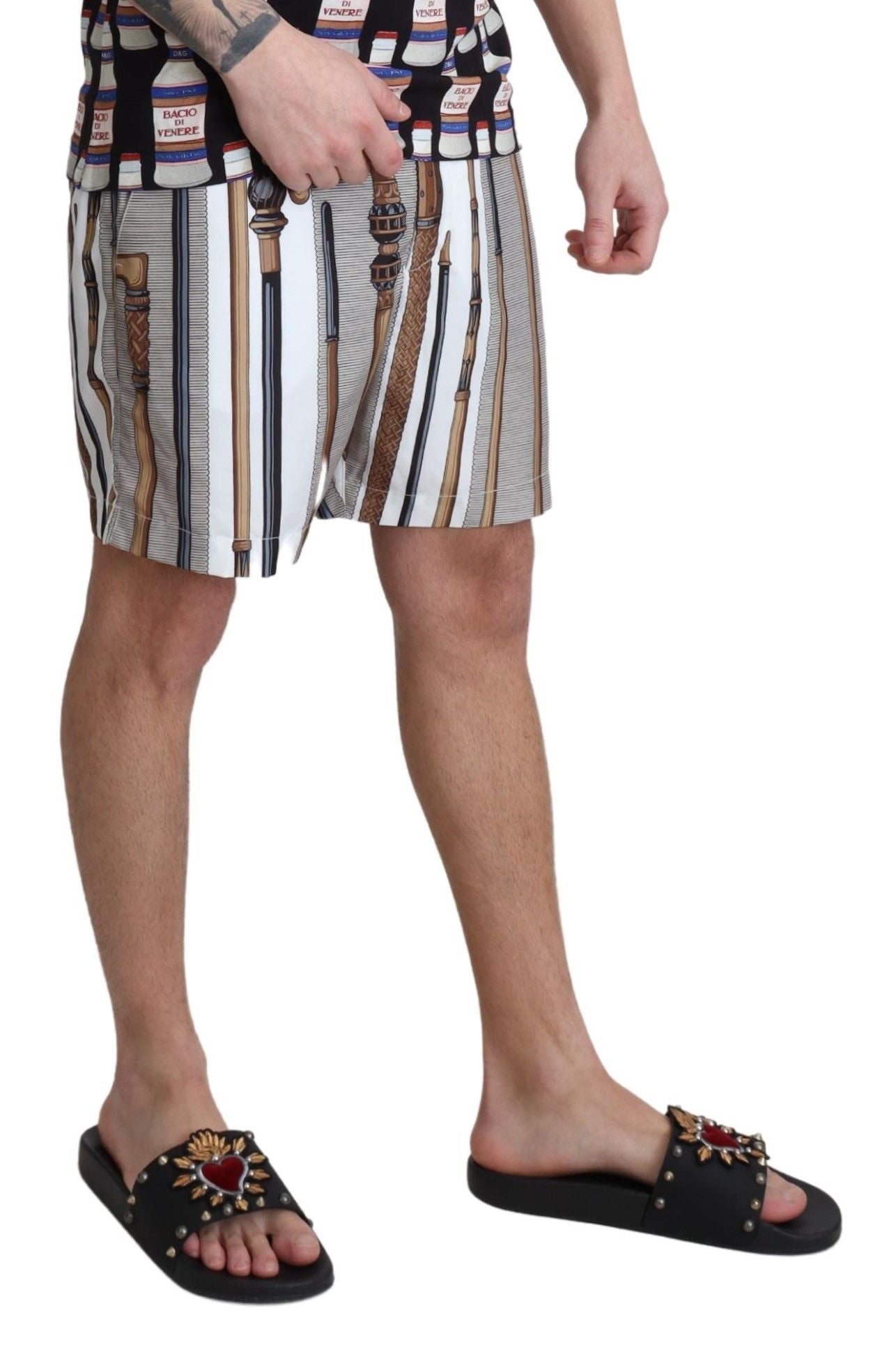 Weißer Spazierstock Beachwear Shorts Badeshorts