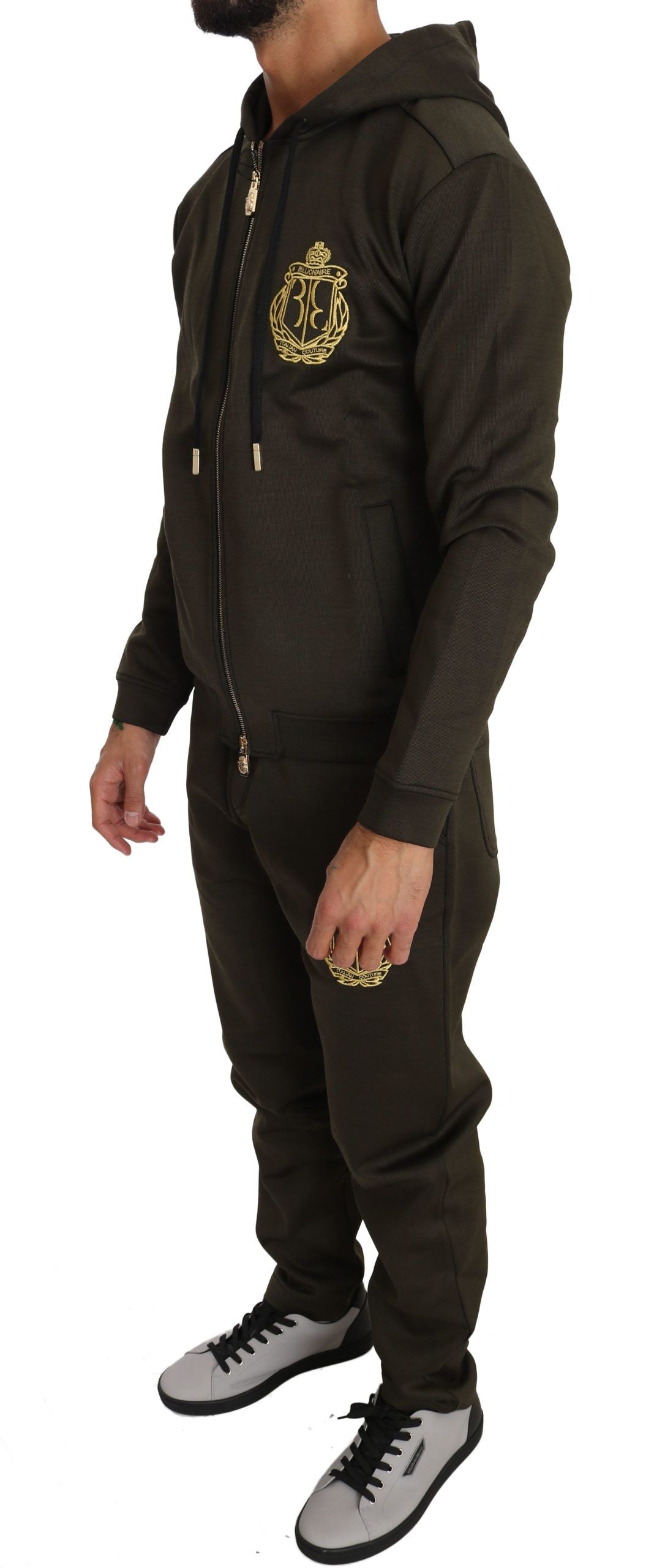 Grünes Baumwollpullover-Hosen-Set Trainingsanzug