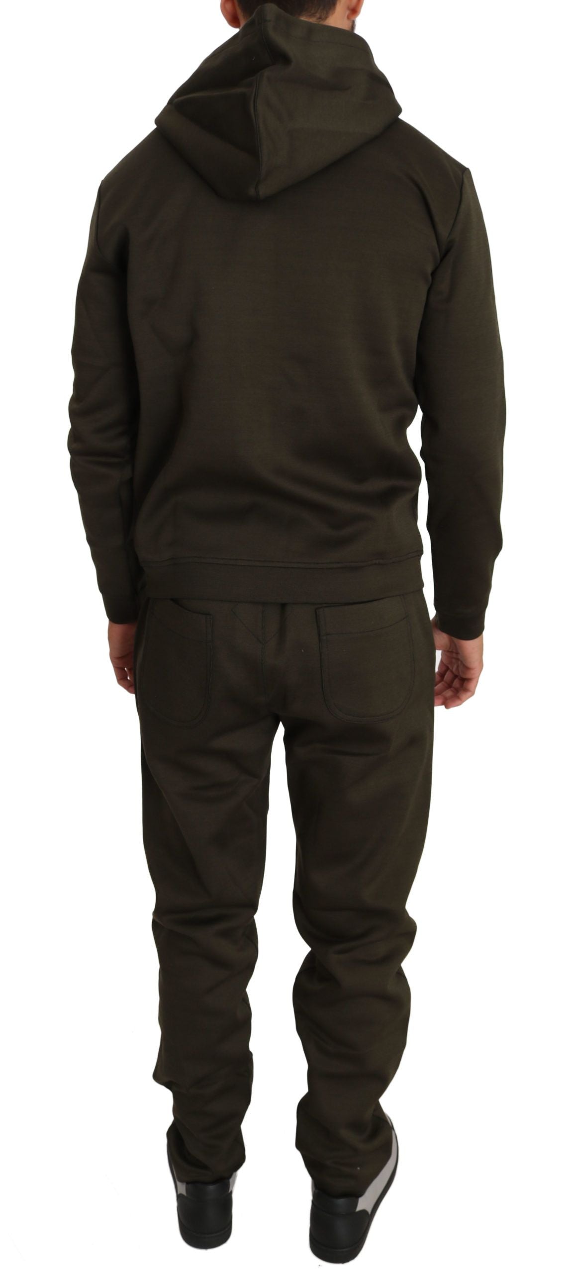 Grünes Baumwollpullover-Hosen-Set Trainingsanzug