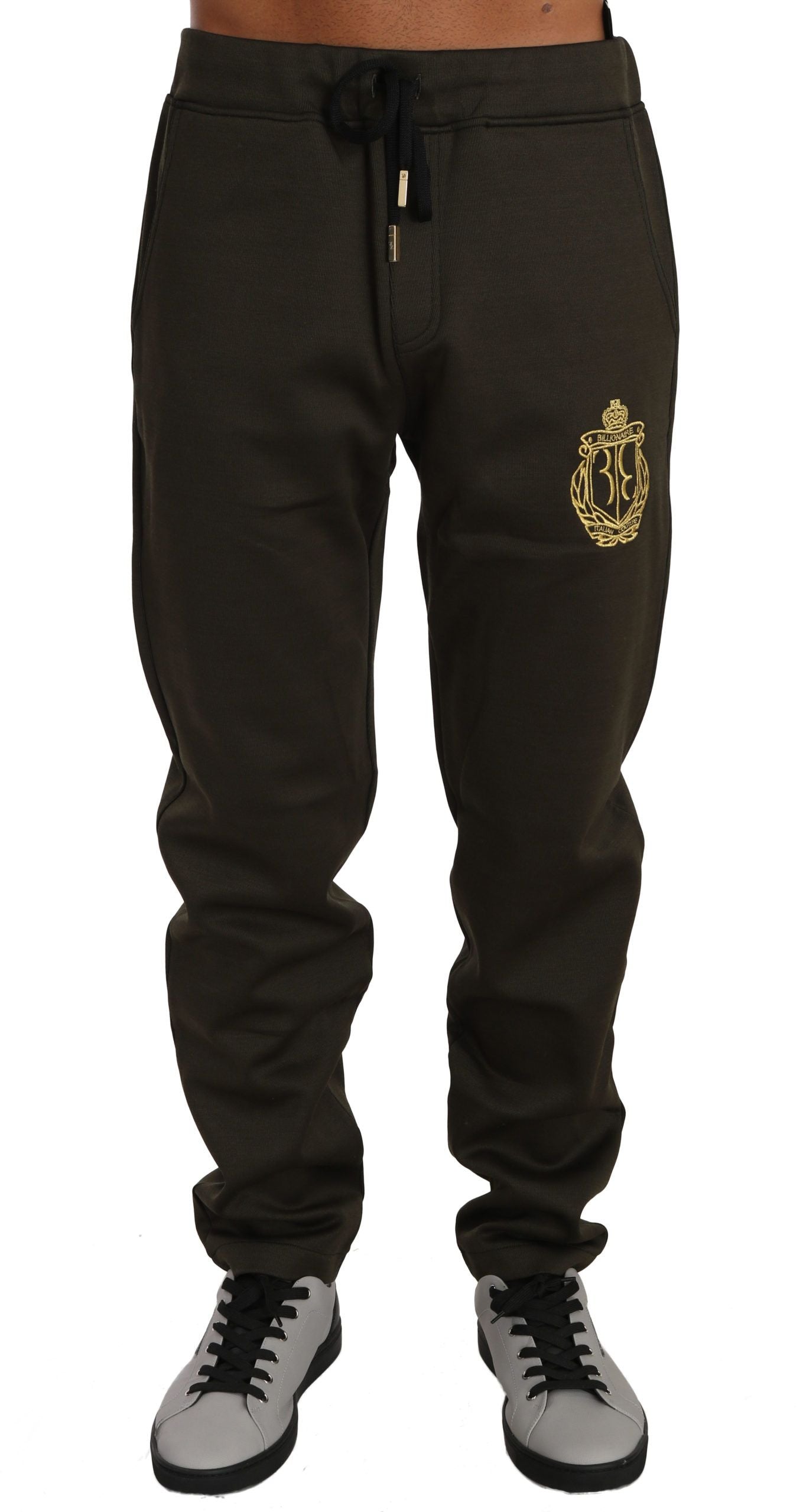 Grünes Baumwollpullover-Hosen-Set Trainingsanzug