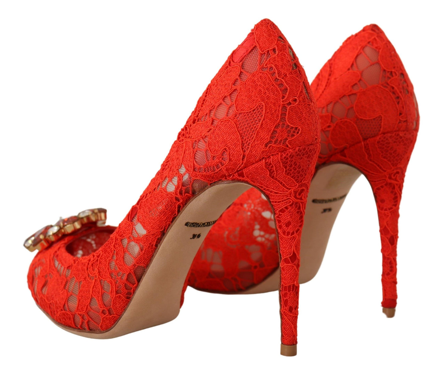 Rote Taormina Spitze Kristall Heels Pumps