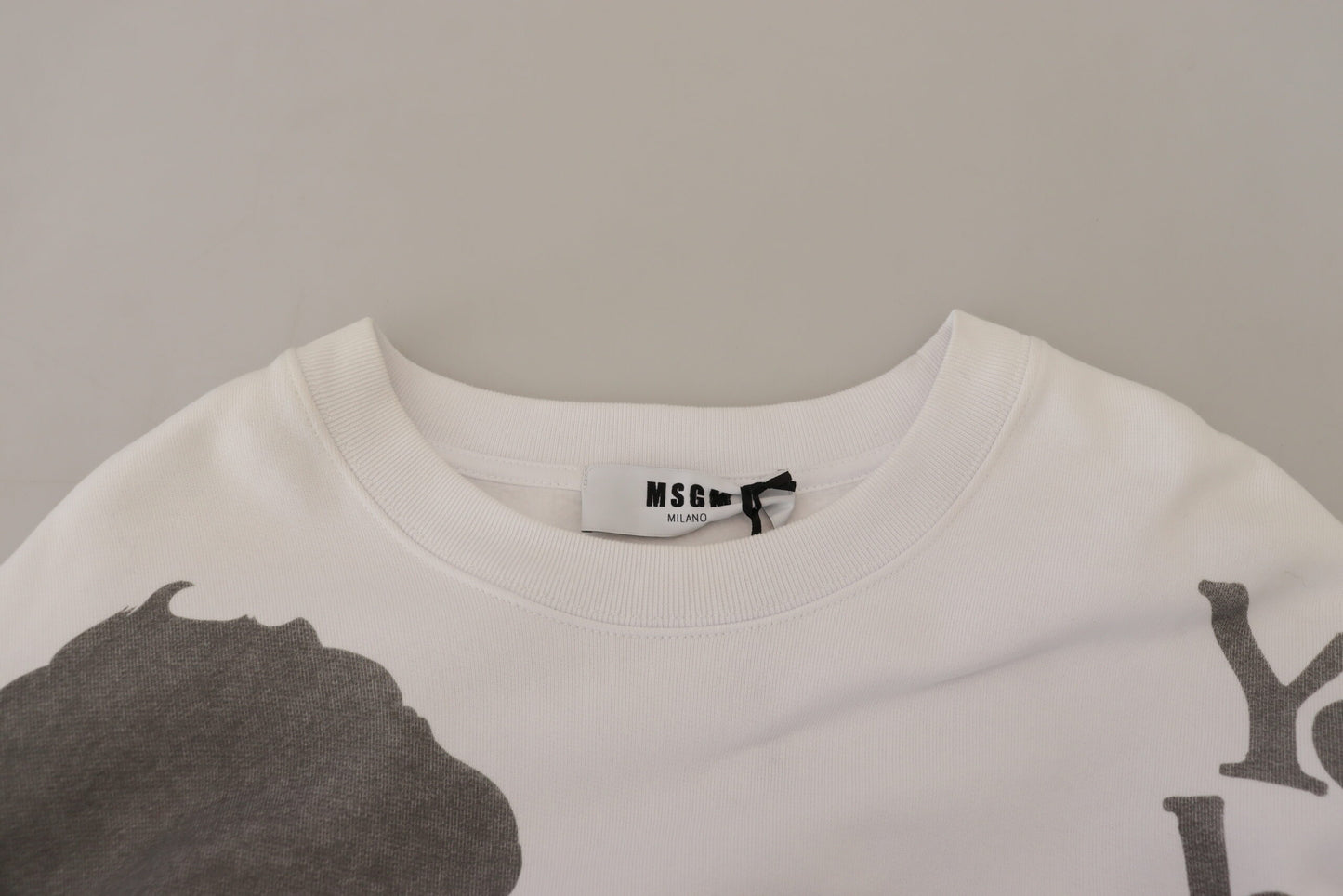 Weißer Baumwollpullover mit Rundhalsausschnitt Sweatshirt Pullover