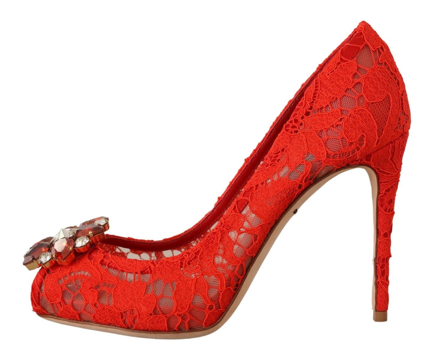 Rote Taormina Spitze Kristall Heels Pumps