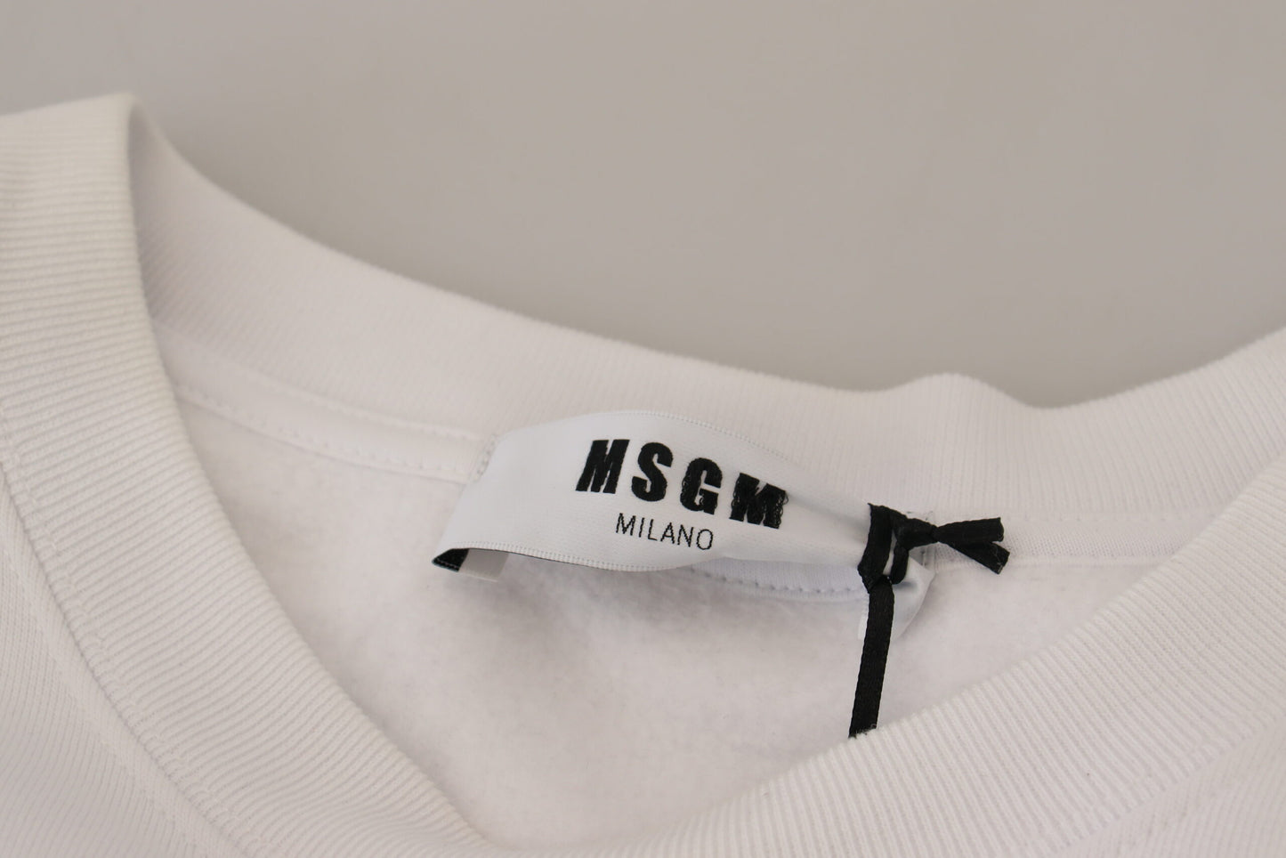 Weißer Baumwollpullover mit Rundhalsausschnitt Sweatshirt Pullover