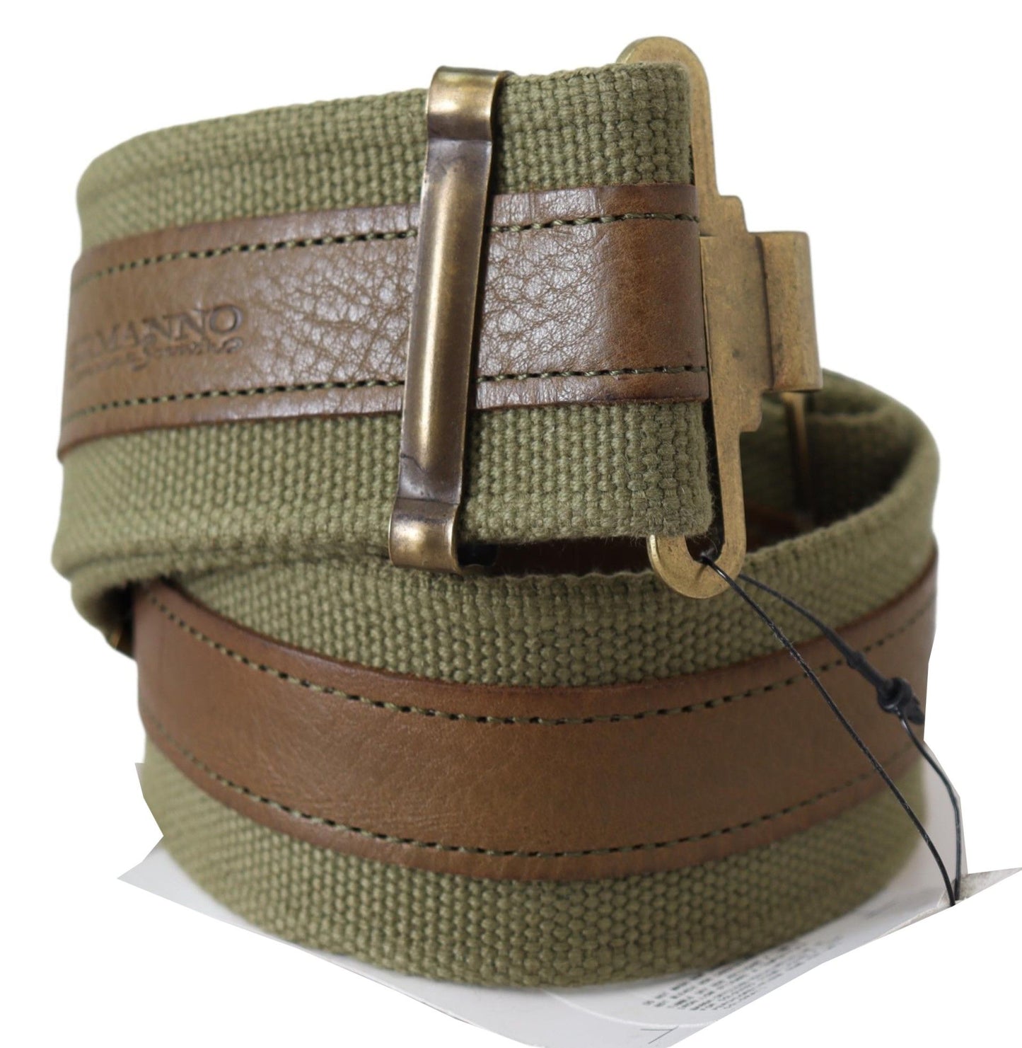 Grünes Leder Rustikale Bronze Schnalle Armee Gürtel