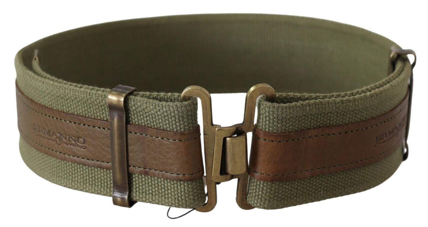 Grünes Leder Rustikale Bronze Schnalle Armee Gürtel