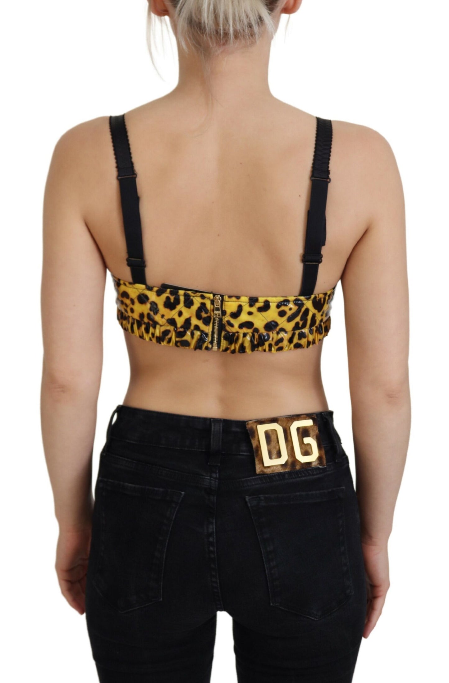 Gelbes Leopard-geschnittenes Bustier-Korsett-BH-Top