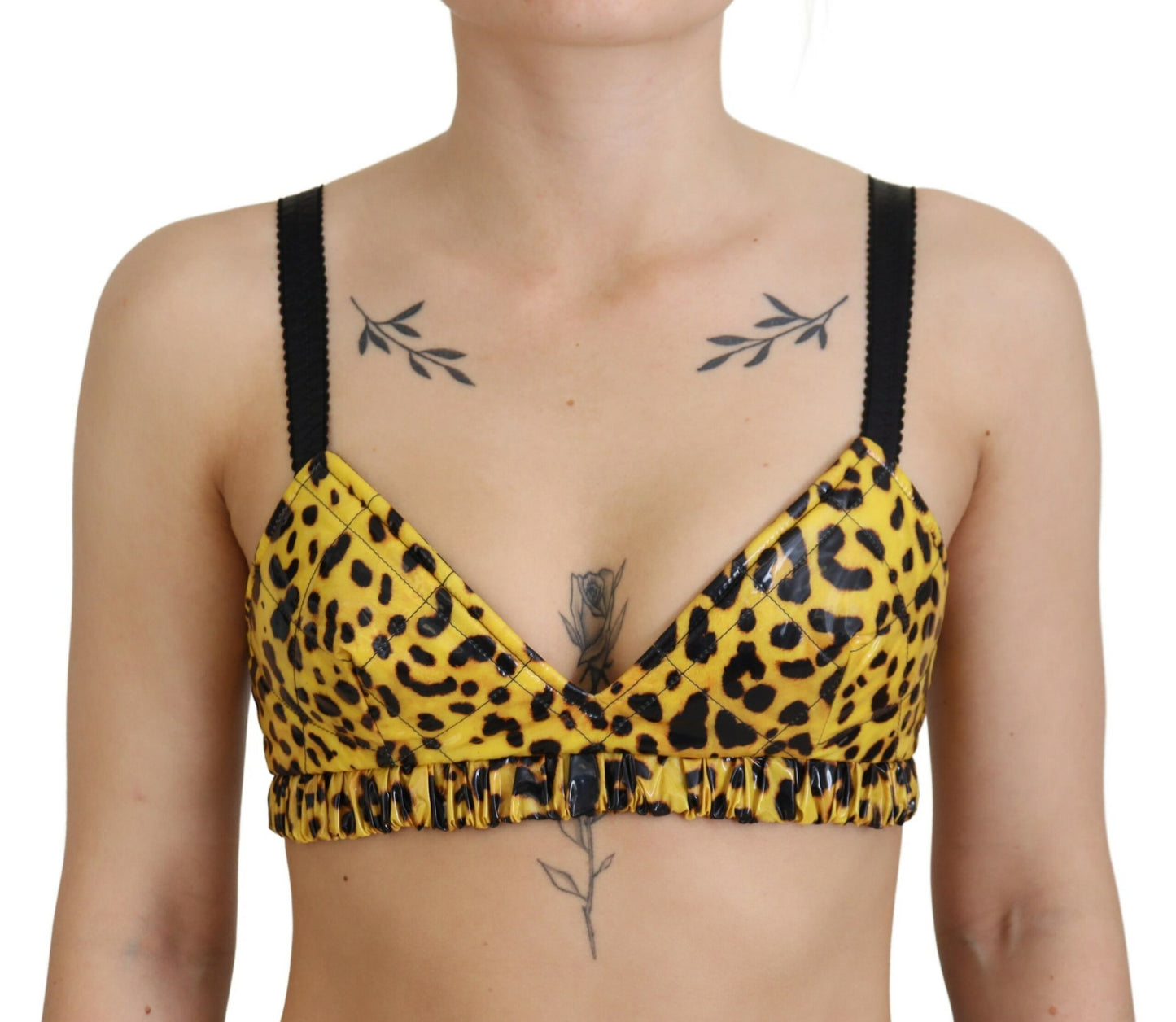 Gelbes Leopard-geschnittenes Bustier-Korsett-BH-Top