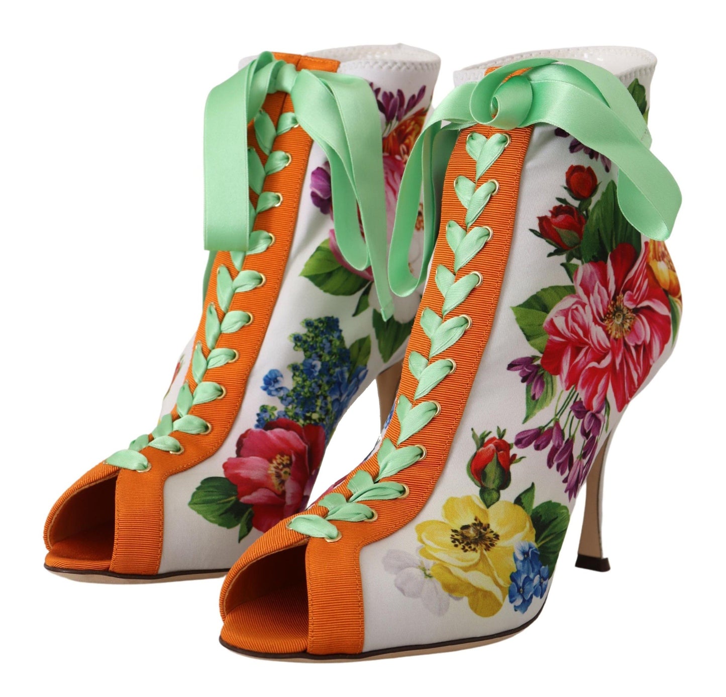 Weiße Jersey Stretch Stiefel Offene Zehen Heels Schuhe