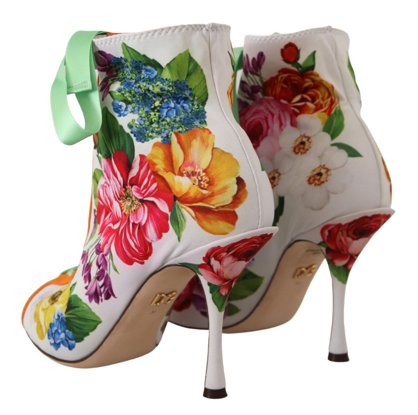 Weiße Jersey Stretch Stiefel Offene Zehen Heels Schuhe
