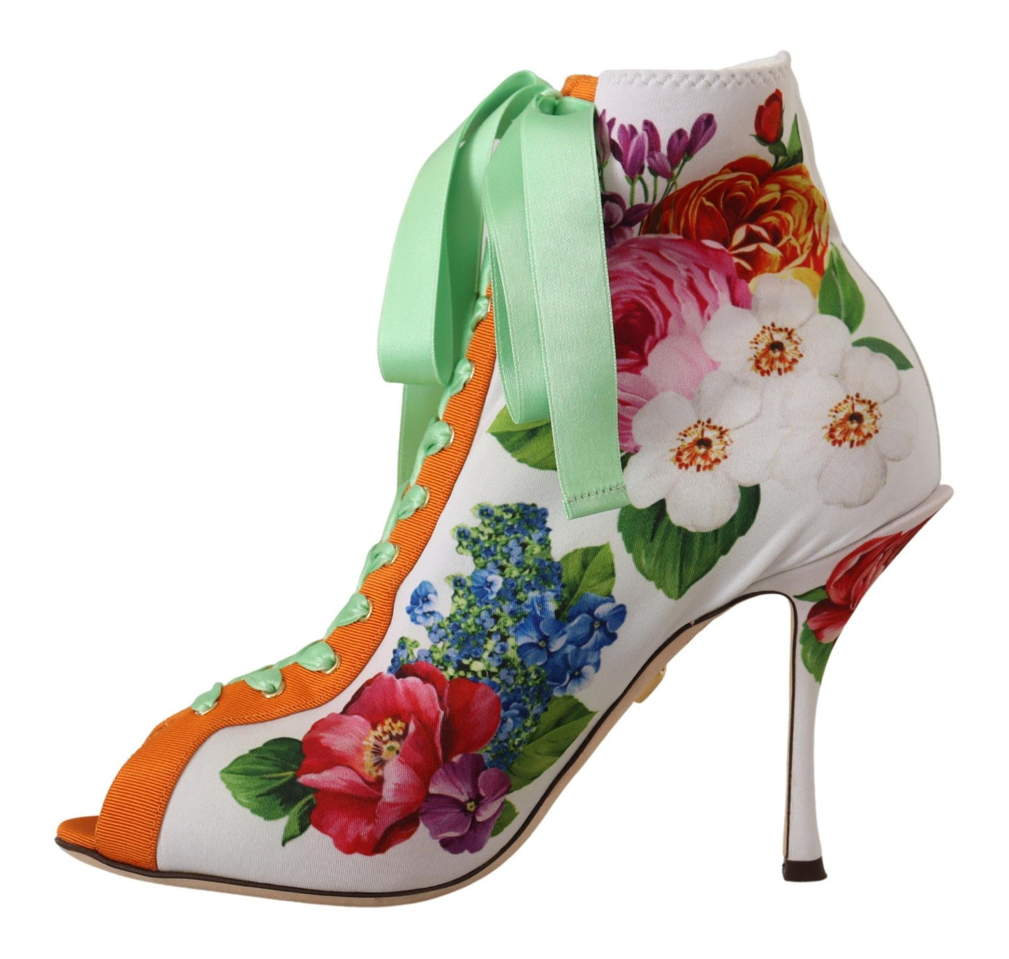 Weiße Jersey Stretch Stiefel Offene Zehen Heels Schuhe