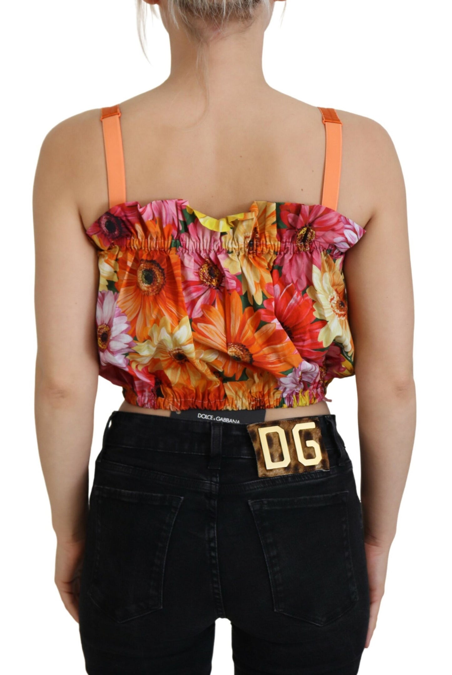 Bluse Cropped Floral Cotton Tank Top