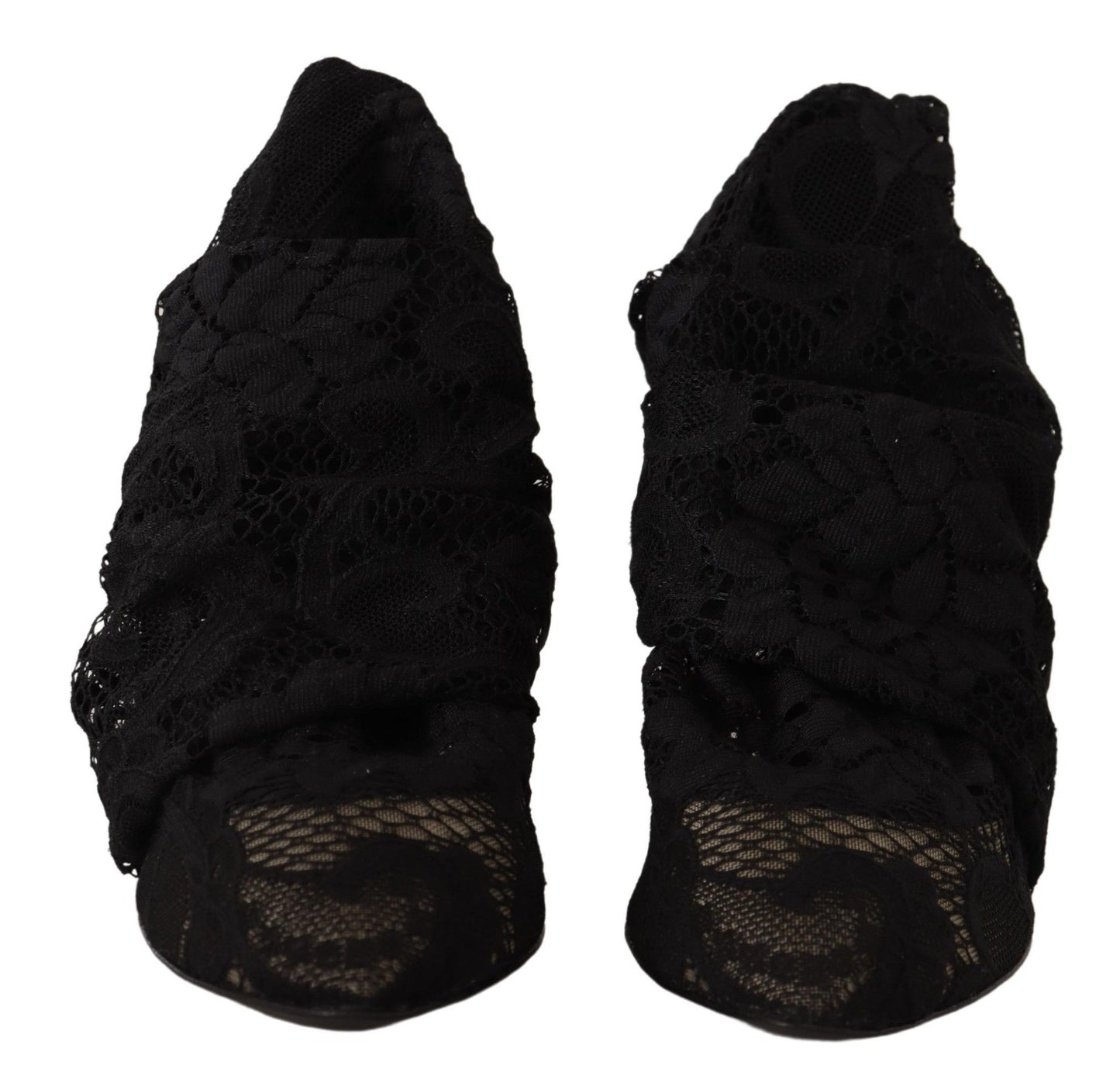 Schwarz Stretch Socken Taormina Spitze Stiefel Schuhe