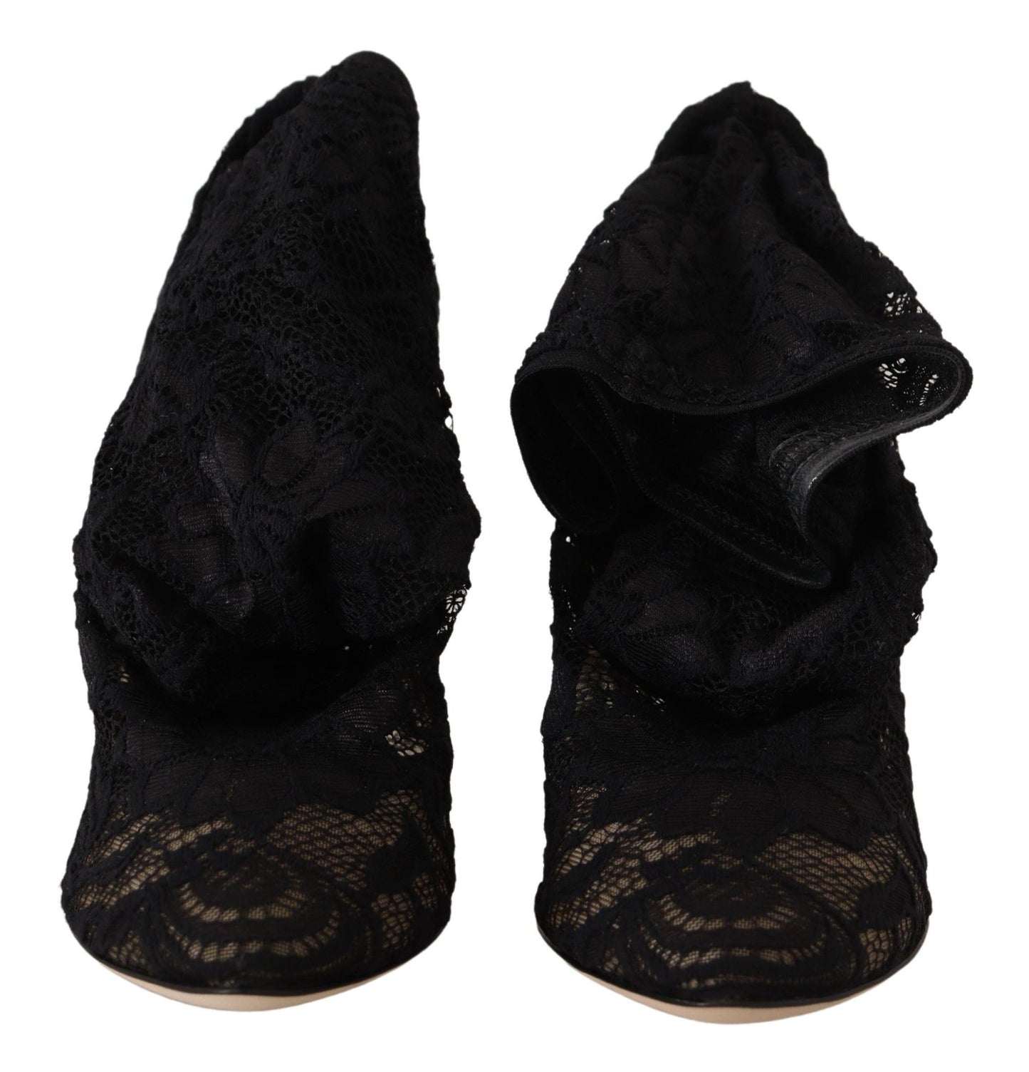 Schwarze Stretch-Socken Taormina Spitzenstiefel