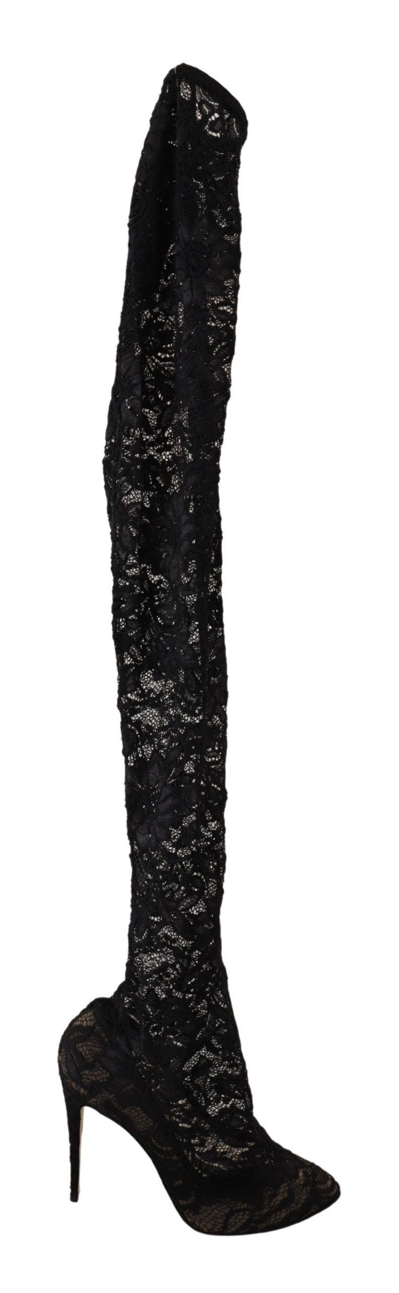 Schwarze Stretch-Socken Taormina Spitzenstiefel
