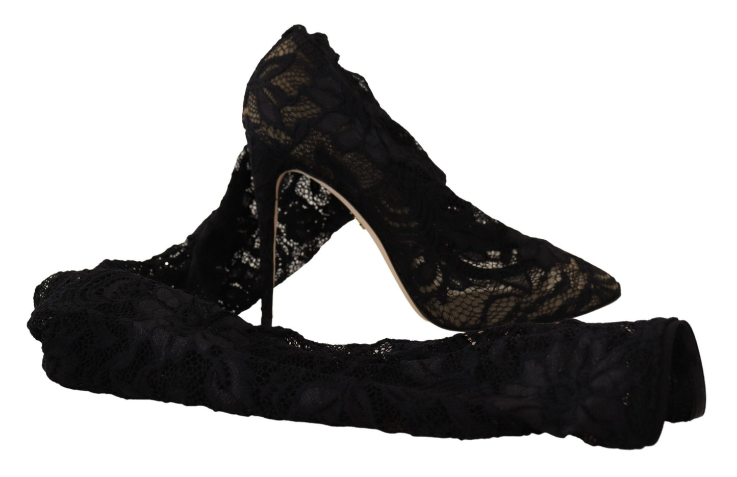 Schwarze Stretch-Socken Taormina Spitzenstiefel