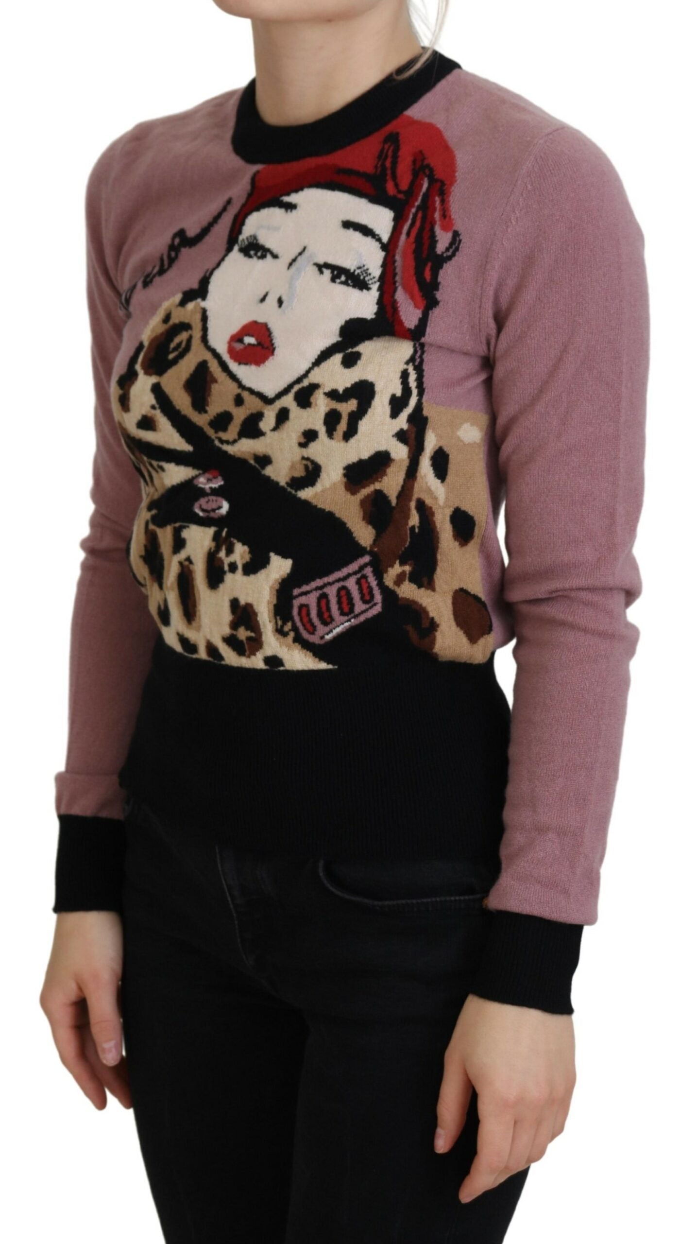 Mehrfarbig bedrucktes Langarm-Pullover-Shirt Top