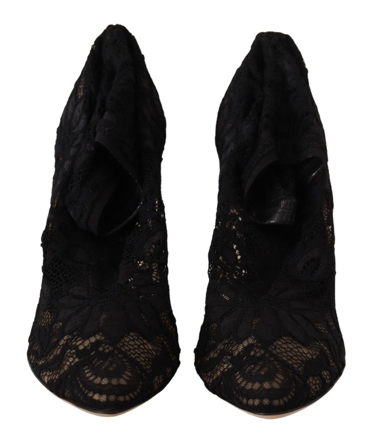 Schwarz Stretch Socken Taormina Spitze Stiefel Schuhe