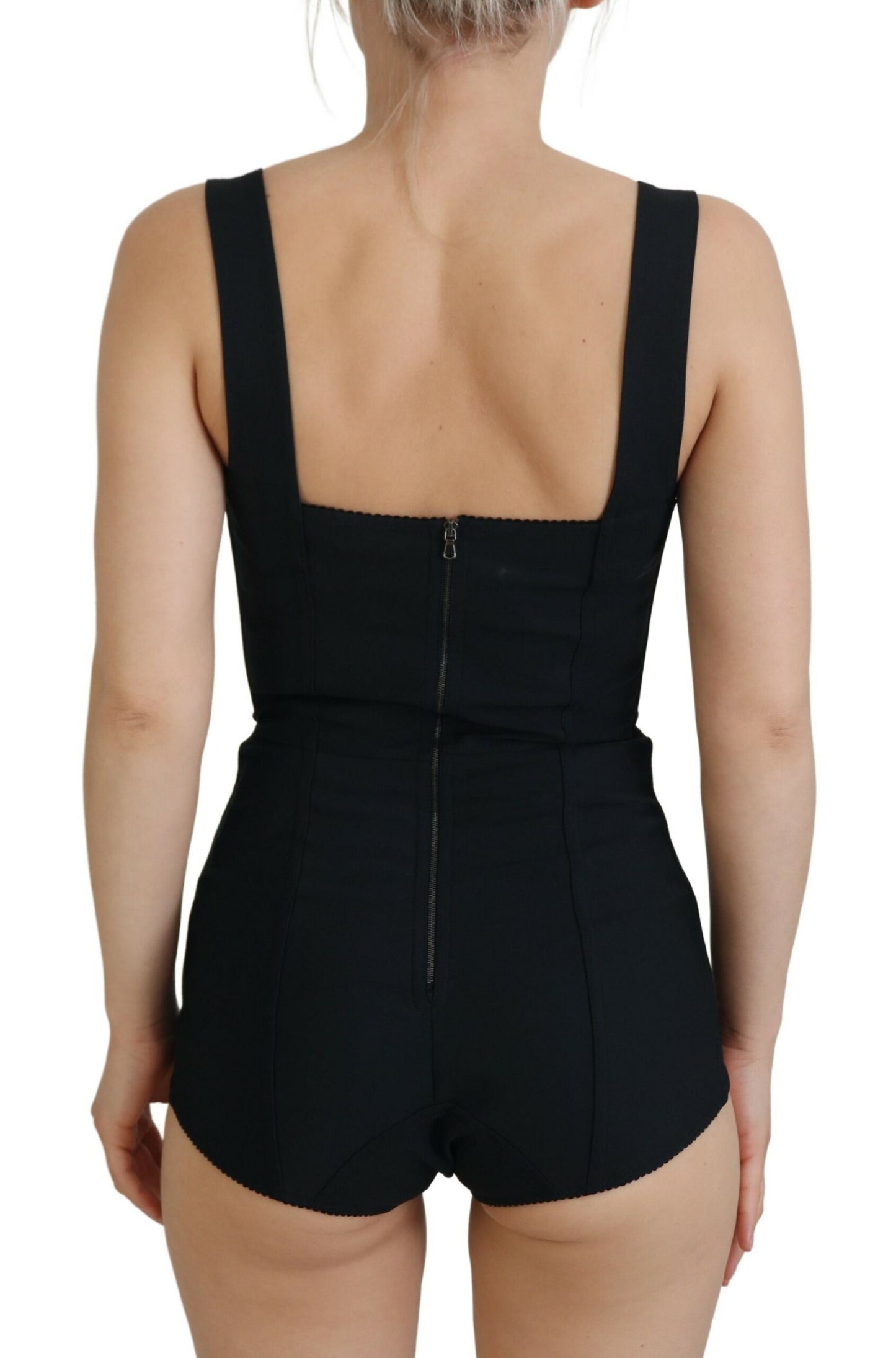 Schwarzer ärmelloser Bodysuit Bodycon Kleid