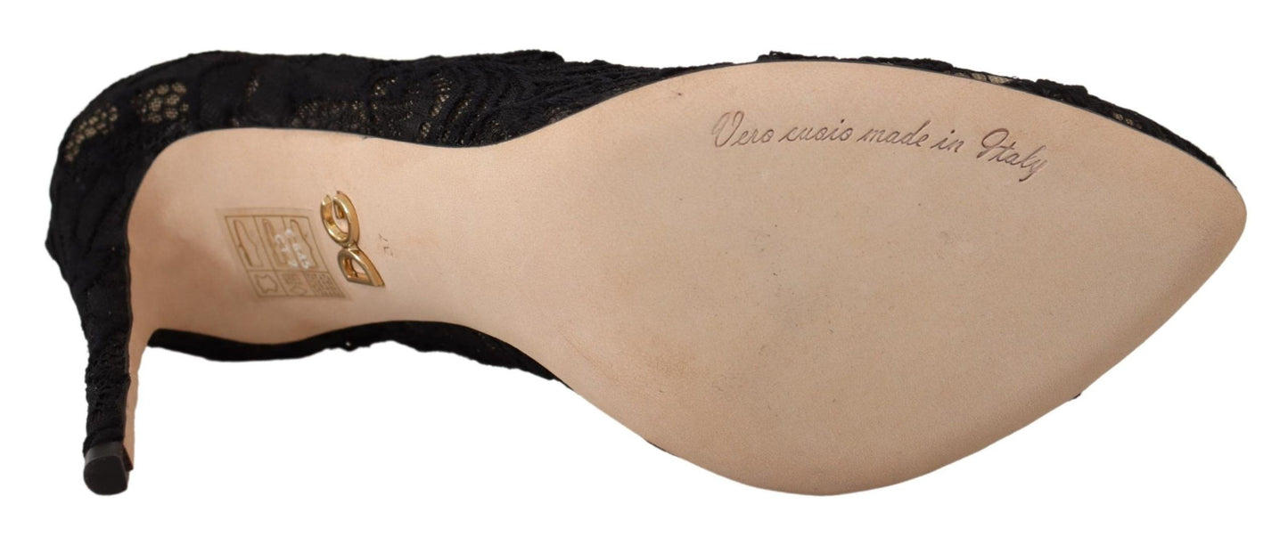 Schwarz Stretch Socken Taormina Spitze Stiefel Schuhe