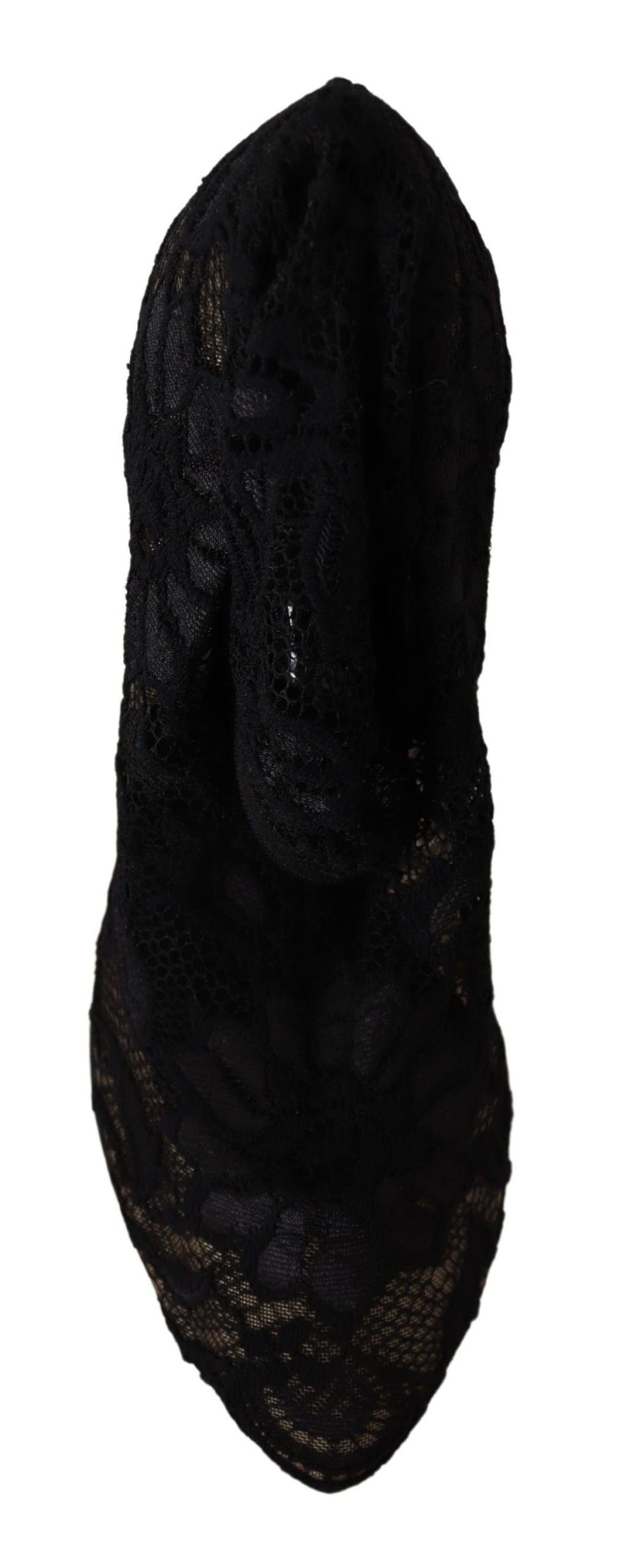 Schwarz Stretch Socken Taormina Spitze Stiefel Schuhe