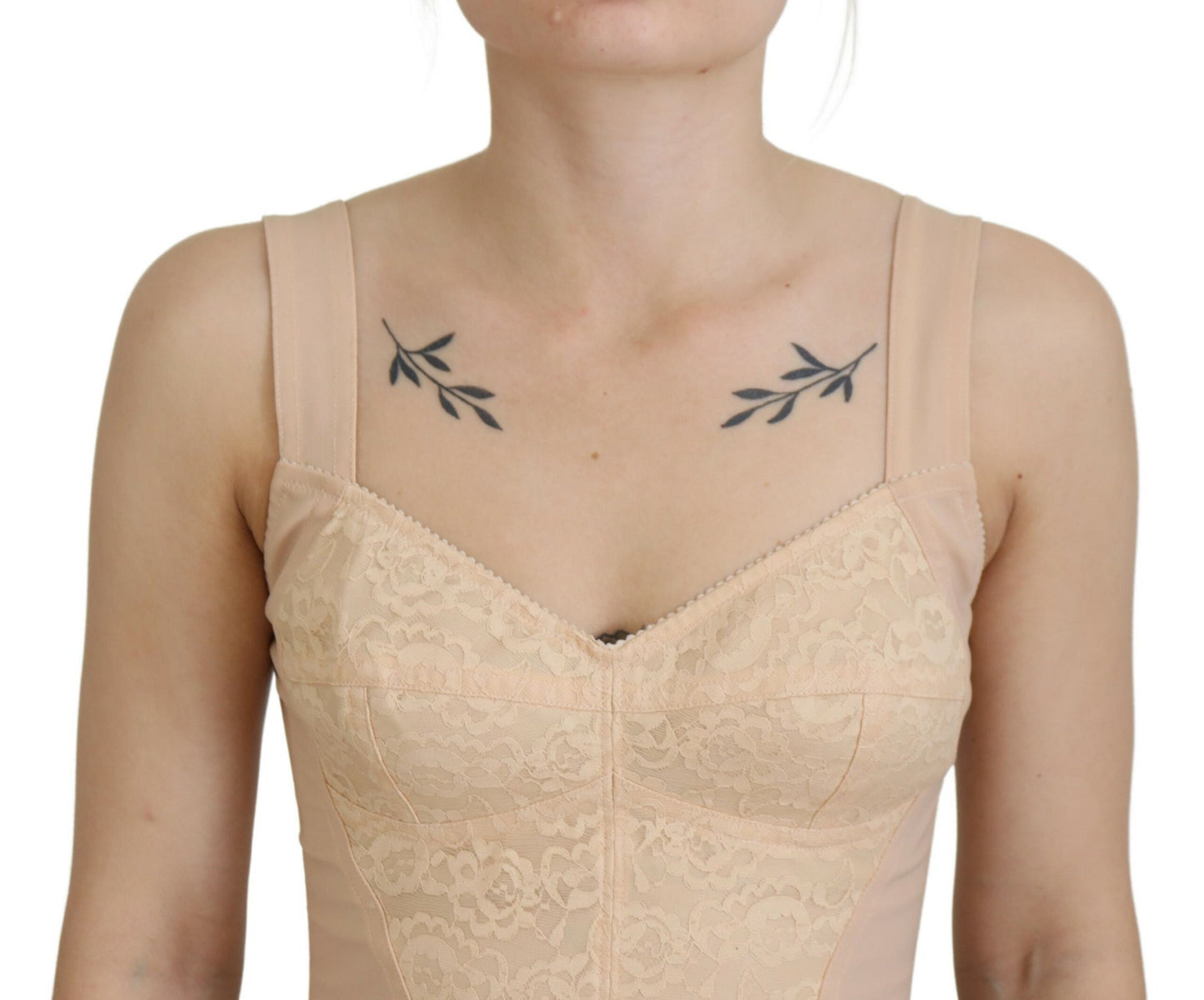 Beigefarbenes Cropped Bustier Korsett-Büstenhalter-Top
