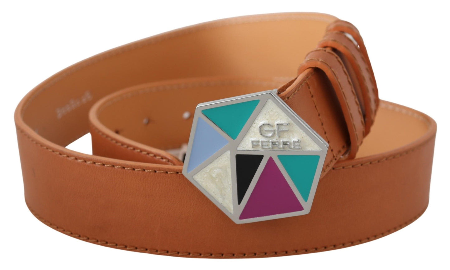 Multicolor Logo Metallschnalle Taille Leder