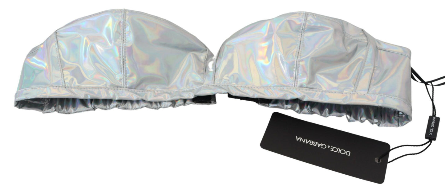 Silberner Holografie-Effekt Bustier-Büstenhalter Top