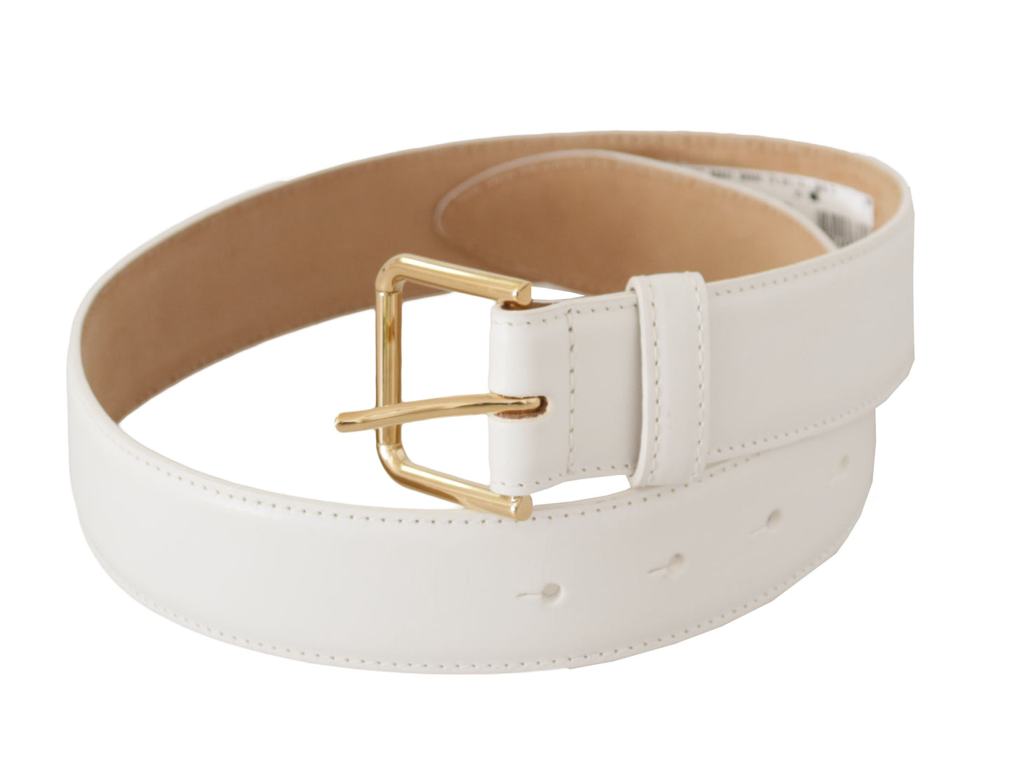 Weißes Kalbsleder Gold Metall Taille Schnalle Gürtel