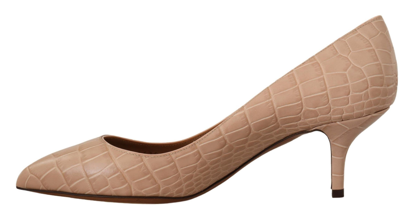 Beige Leder spitze Absätze Pumps Schuhe