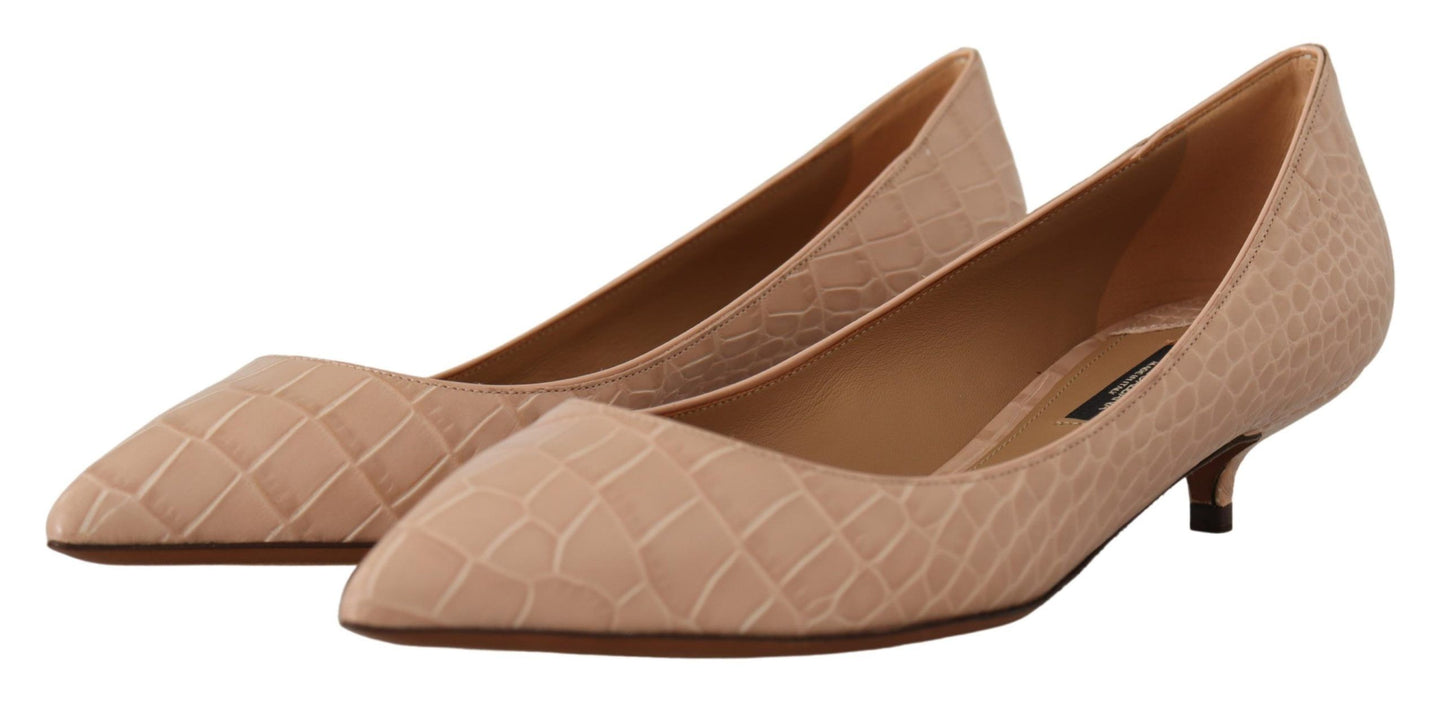 Beige Leder Kitten Heels Pumps Schuhe