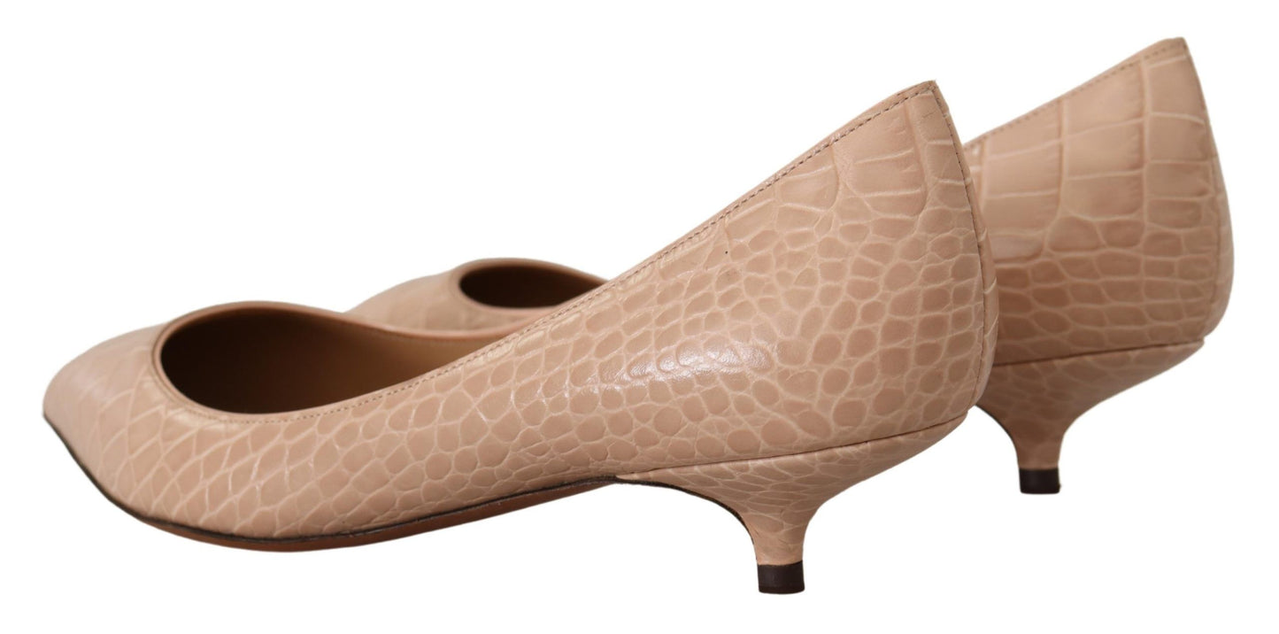 Beige Leder Kitten Heels Pumps Schuhe