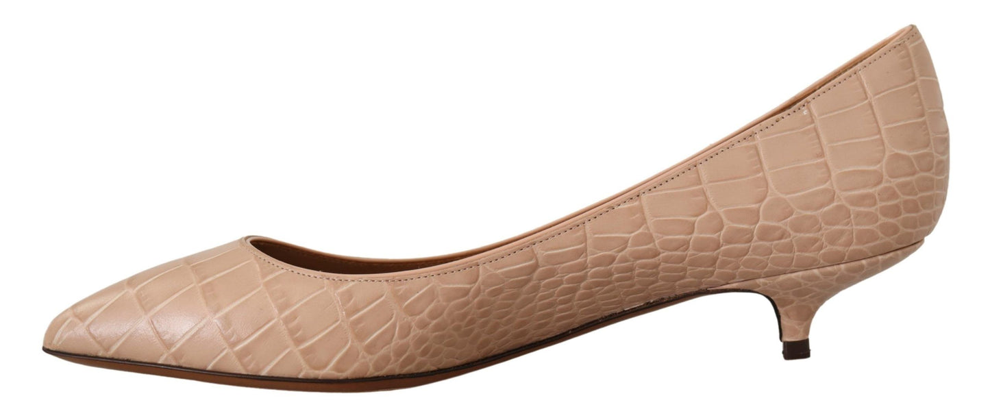 Beige Leder Kitten Heels Pumps Schuhe