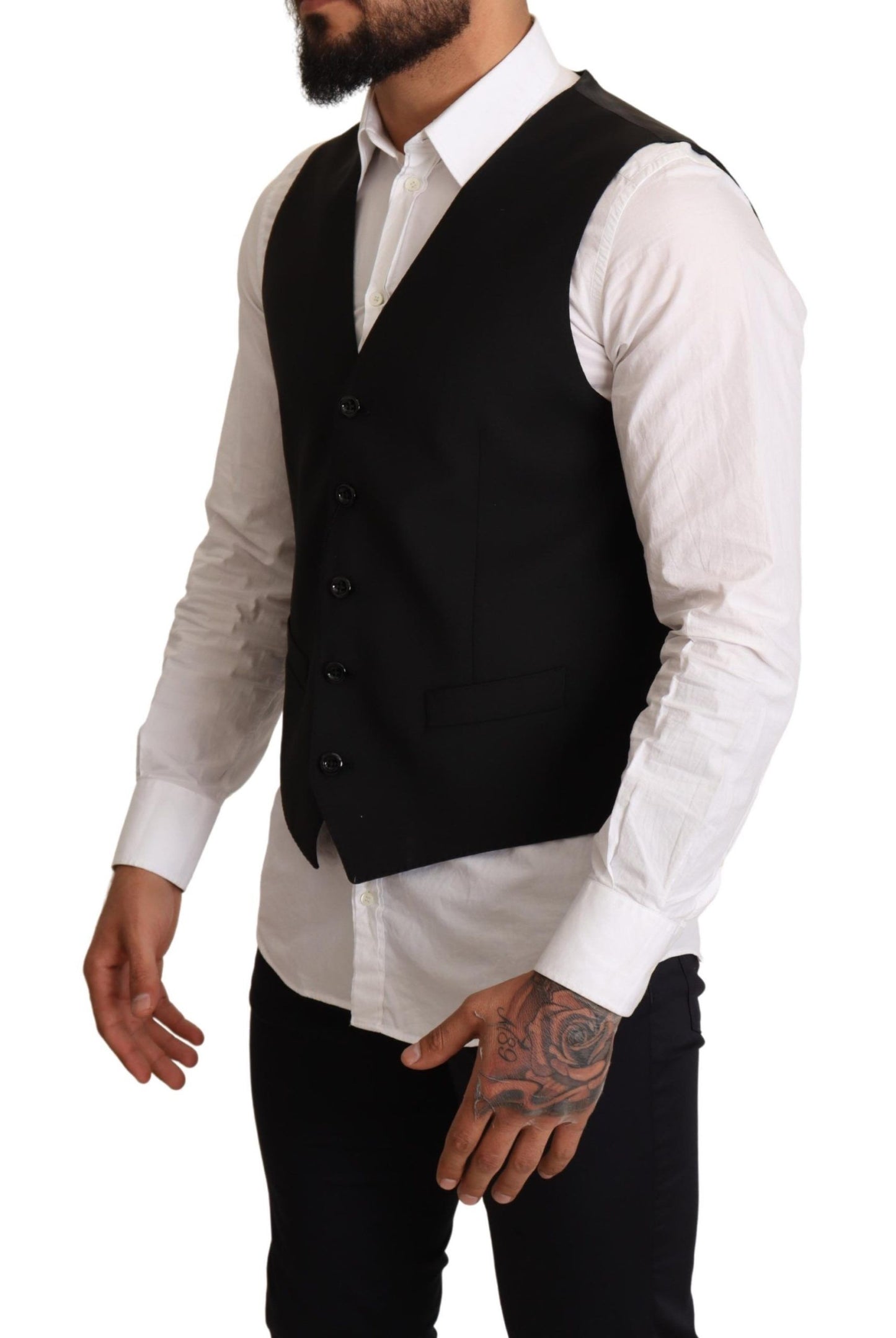 Schwarzes formelles Wollwestenkleid