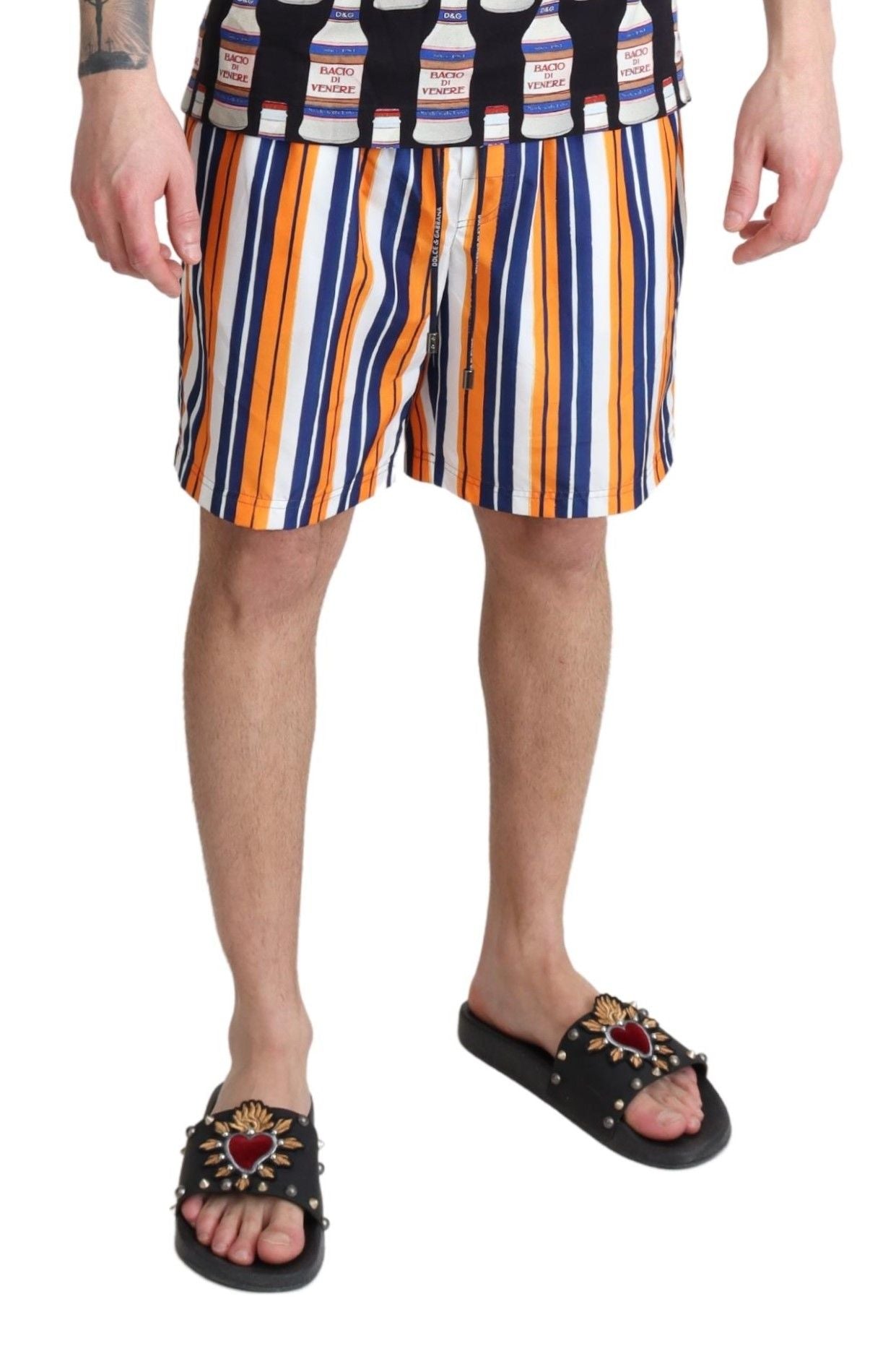 Mehrfarbig gestreifte Beachwear Badeshorts