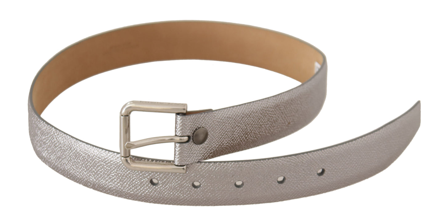 Metallic Silber Leder Metall Gürtelschnalle