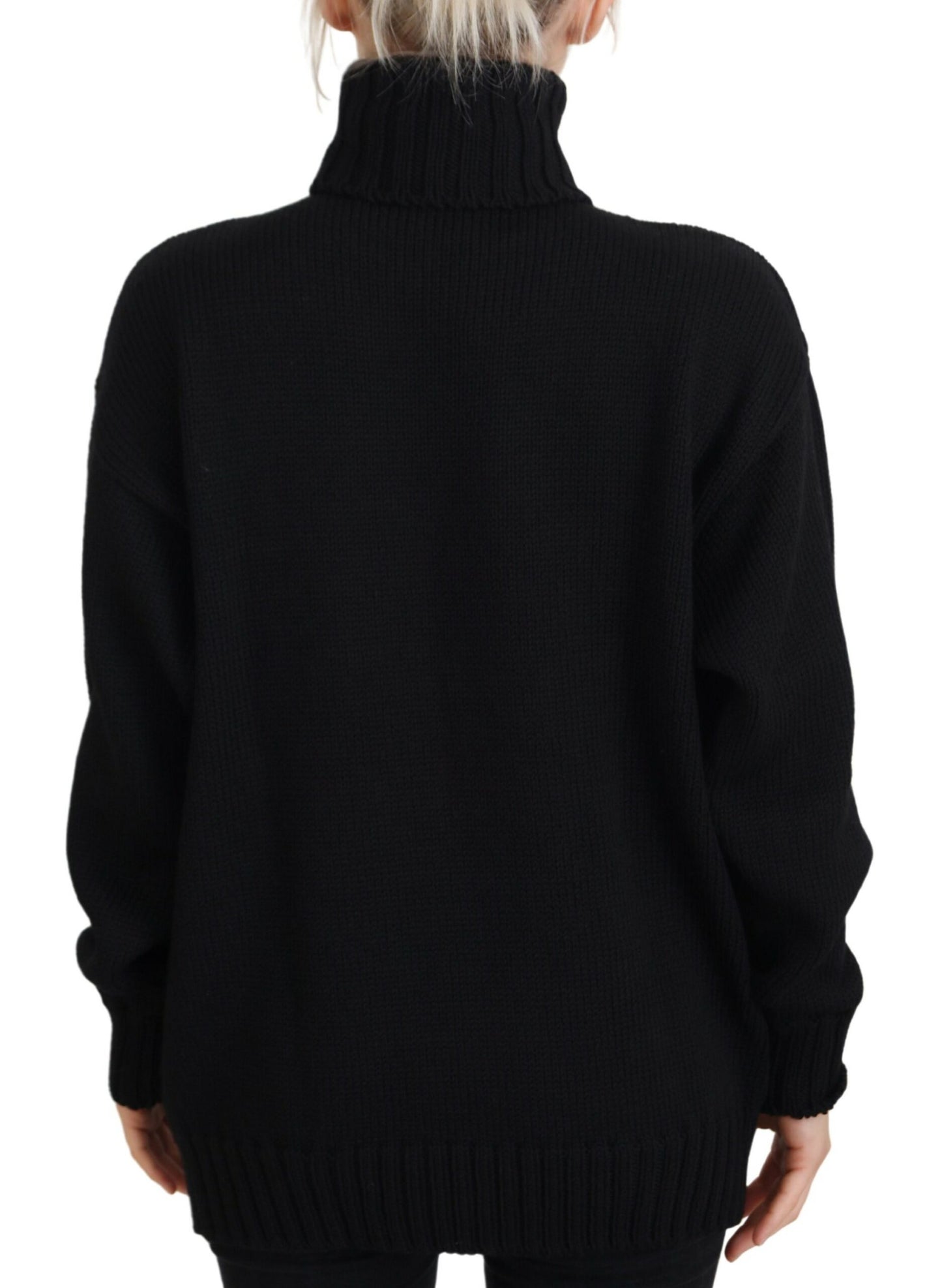 Schwarzer Rollkragenpullover Rote Rosen Pullover
