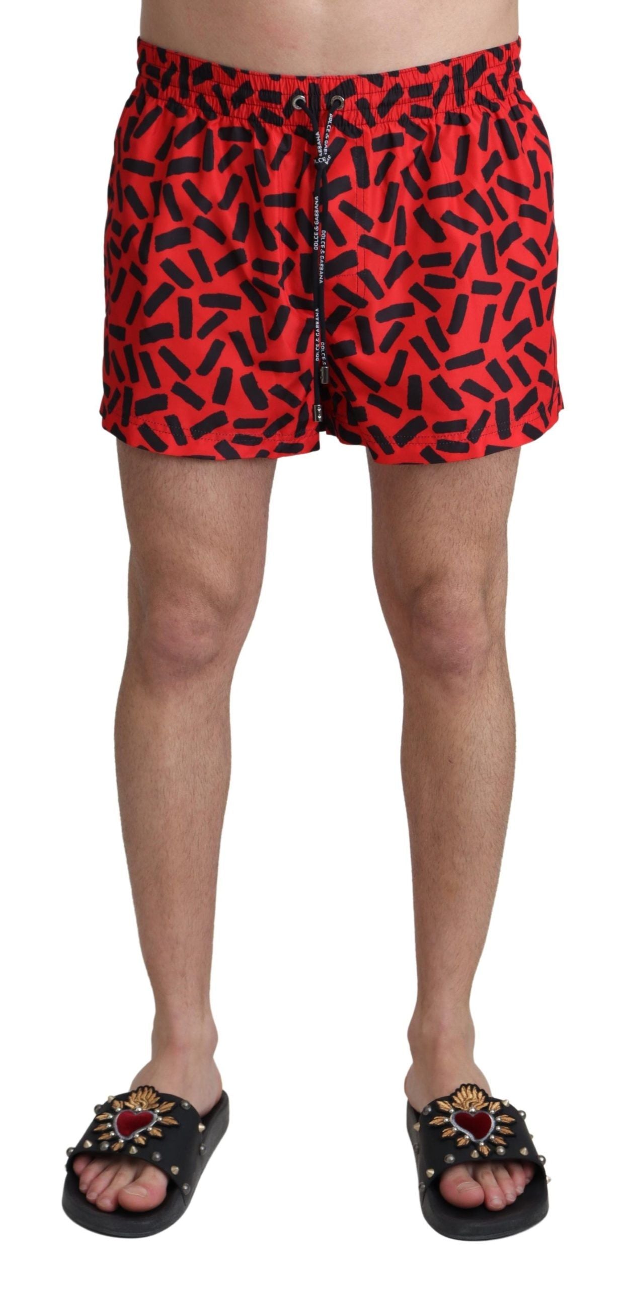 Rot gemusterte Beachwear Shorts Bademode