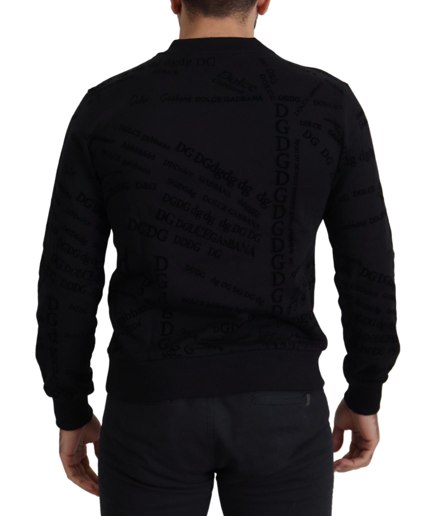 Schwarzer Pullover aus Baumwollmischung mit Rundhalsausschnitt