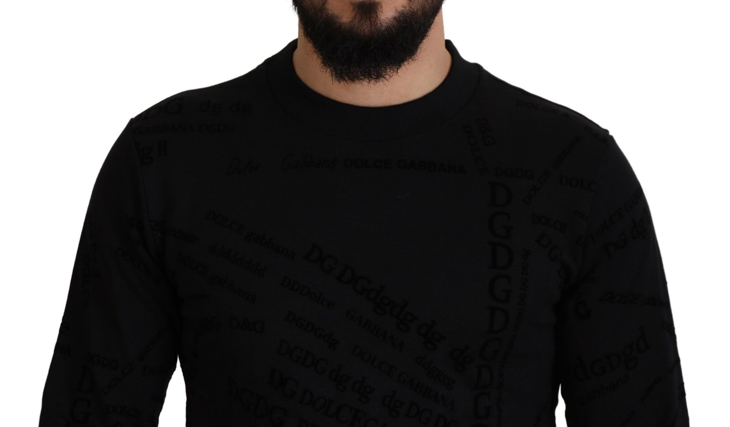 Schwarzer Pullover aus Baumwollmischung mit Rundhalsausschnitt