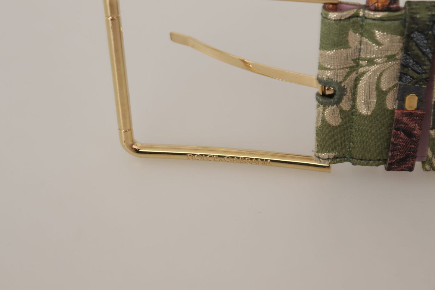Multicolor Leder bestickter Gürtel mit goldener Metallschnalle