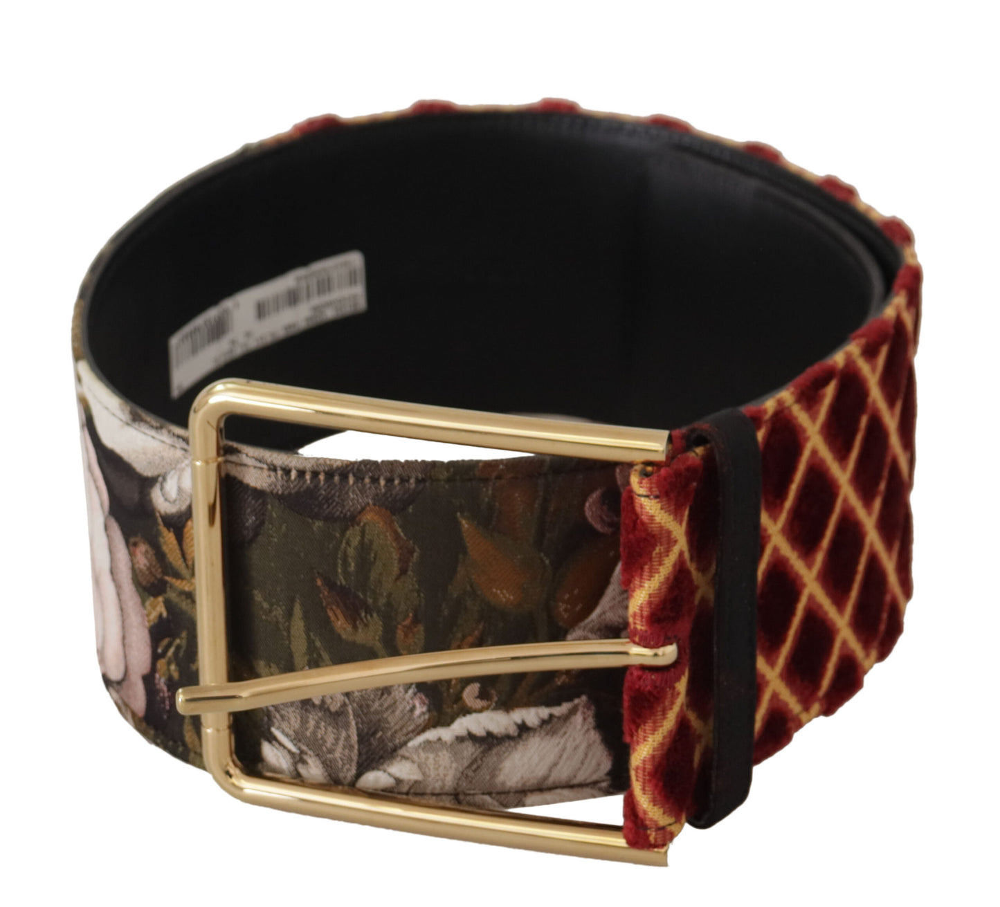 Multicolor Breiter Leder Floral Gold Metall Schnalle Gürtel